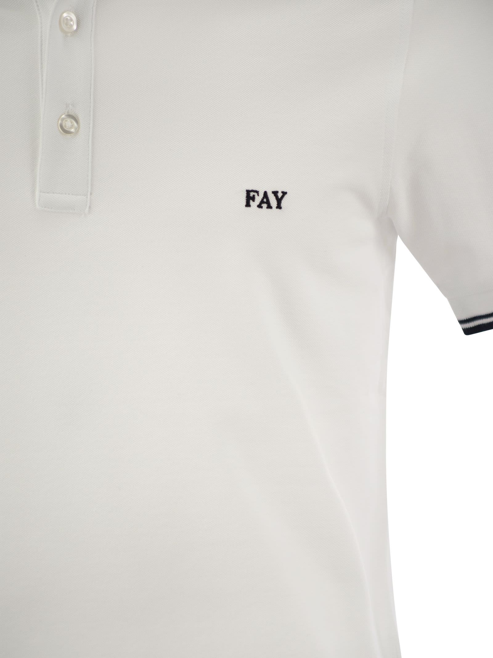 Shop Fay Stretch Polo In Bianco