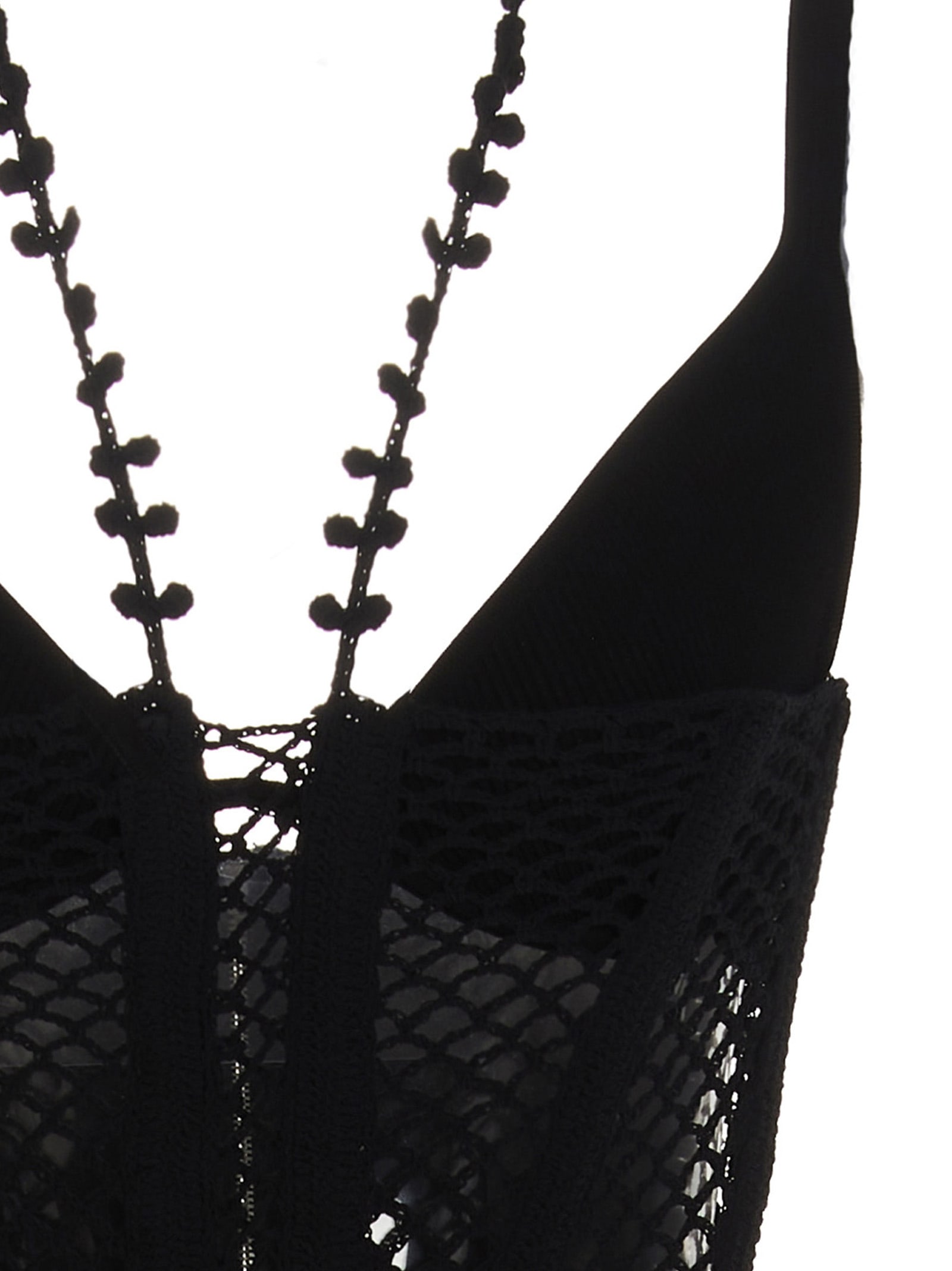 Shop Dion Lee Coral Crochet Dress In Black
