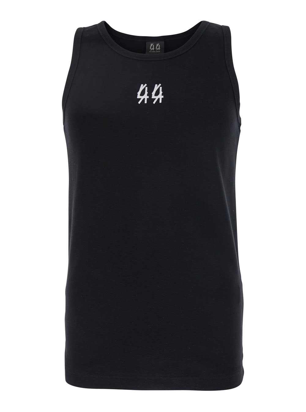 Black Top With 44 Logo Embroidered On The Front In Cotton Man