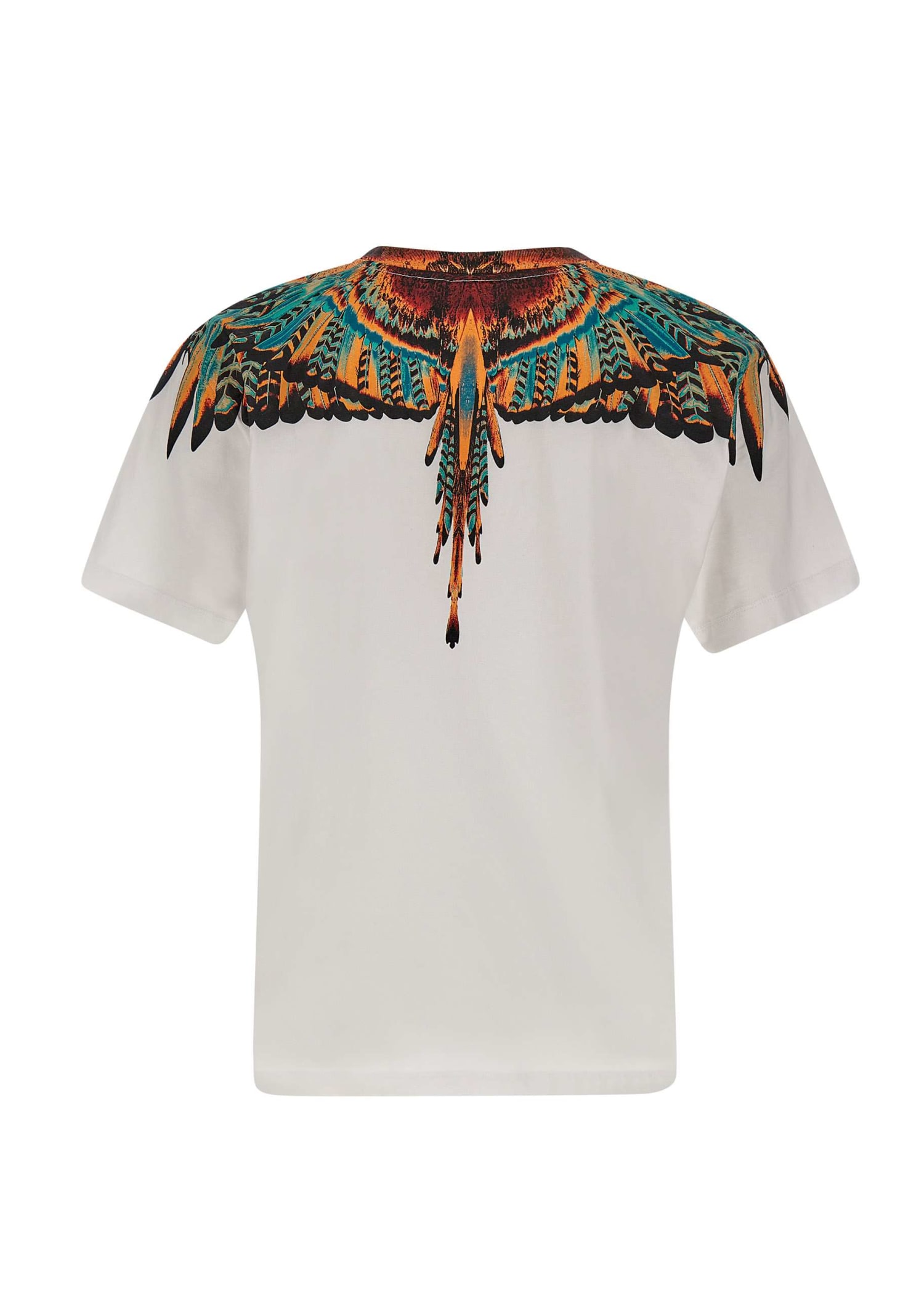 Shop Marcelo Burlon County Of Milan Grizzly Wings Basic Cotton T-shirt In White-orange