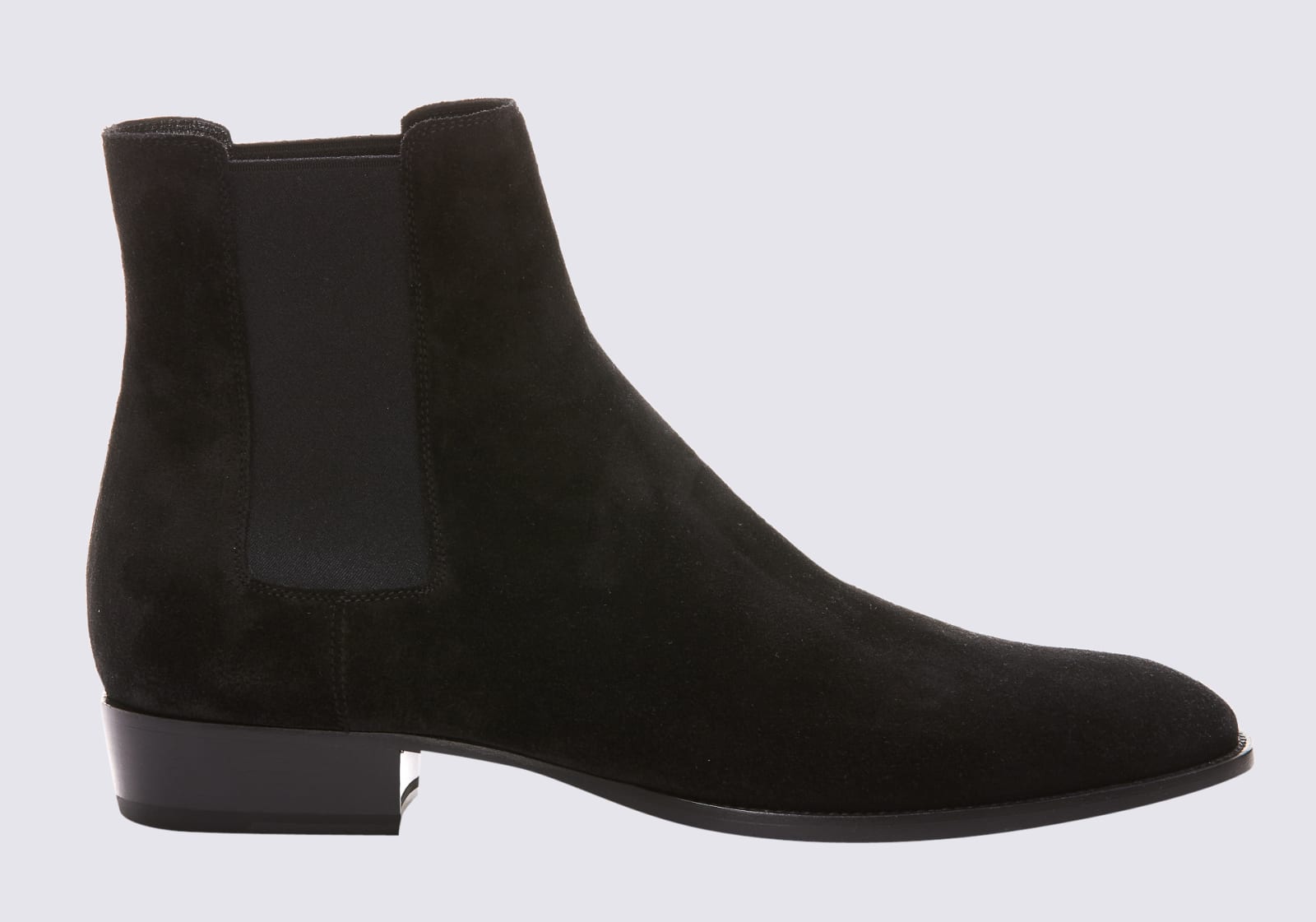 Shop Saint Laurent Black Suede Chelsea Wyatt Boots