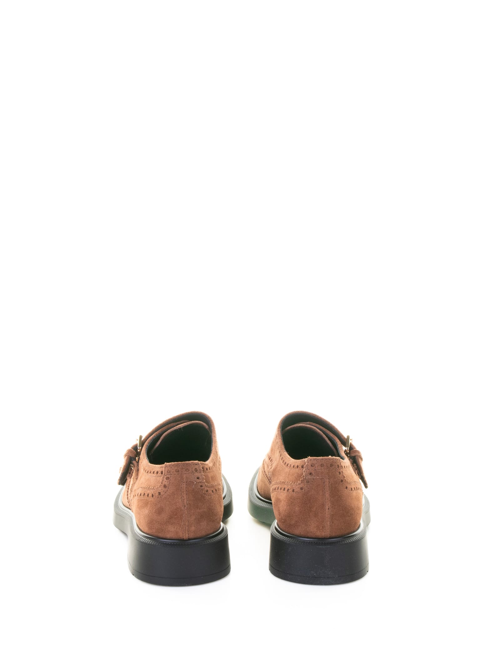 Fratelli Rossetti Double Buckle Suede Moccasin In Brown