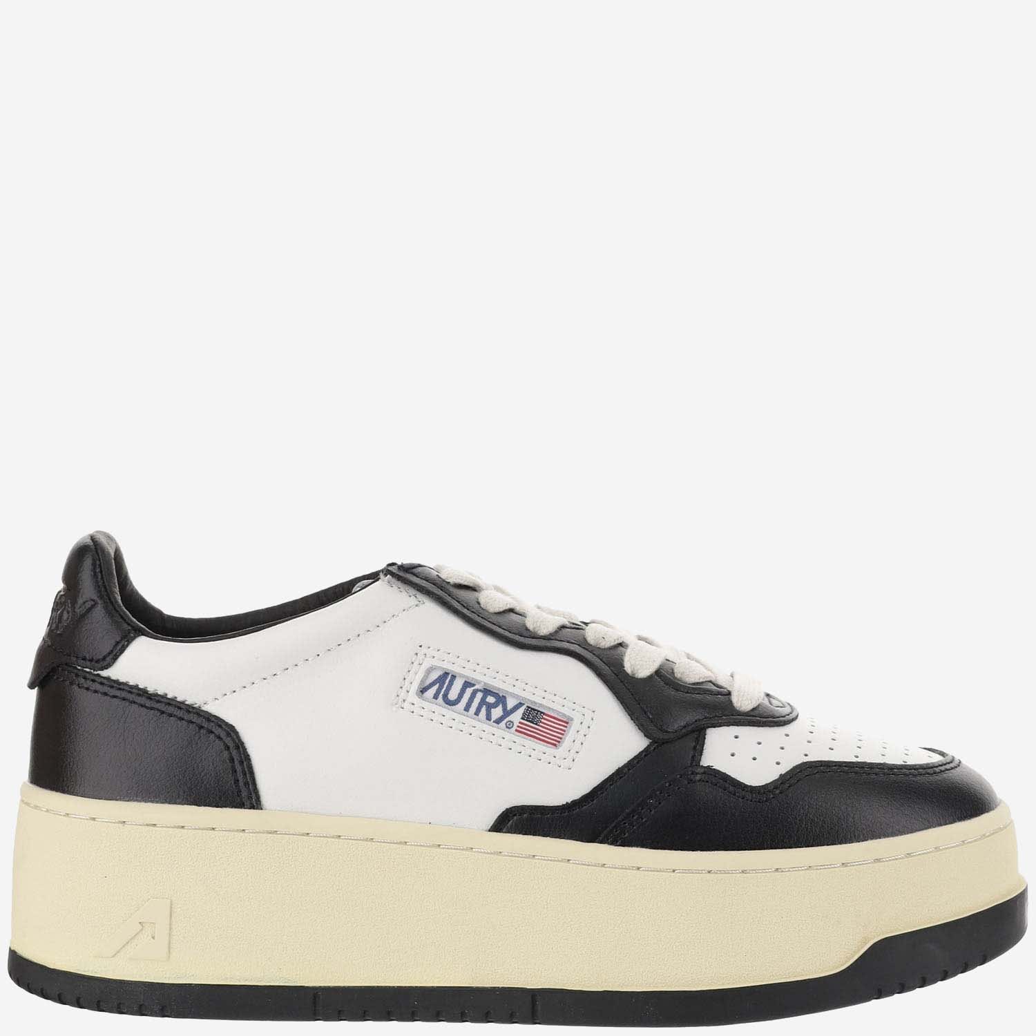 Shop Autry Medalist Platform Leather Sneakers In Leat Leat Wht Blk