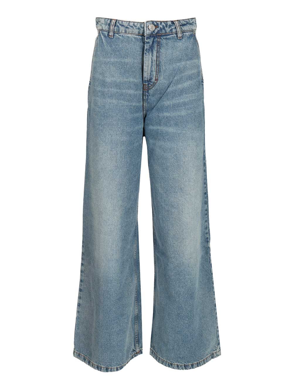 Ami Alexandre Mattiussi Wide Leg Denim Trousers Featuring Pockets In Blue