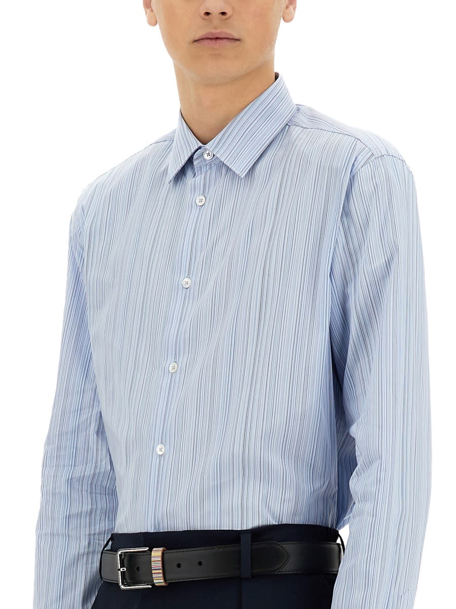 Paul Smith Slim-fit Pale Blue 'signature Stripe' Cotton Shirt In Azure