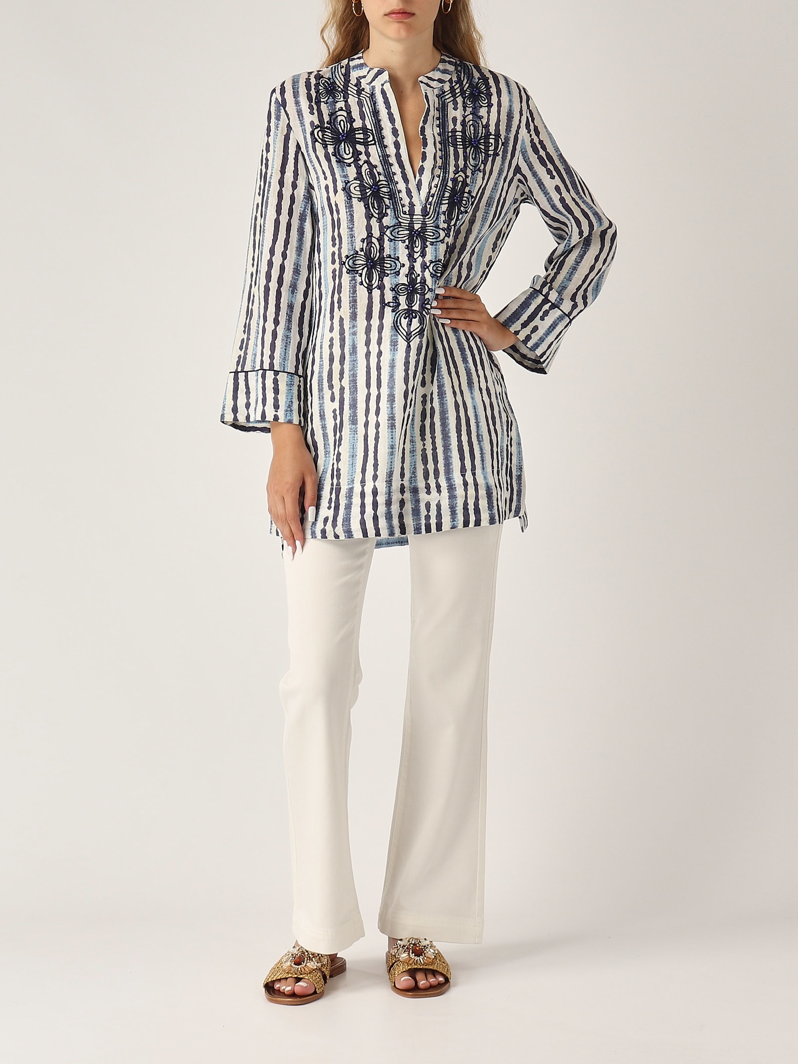 Maliparmi Camicia Caftano Shirt In Blue