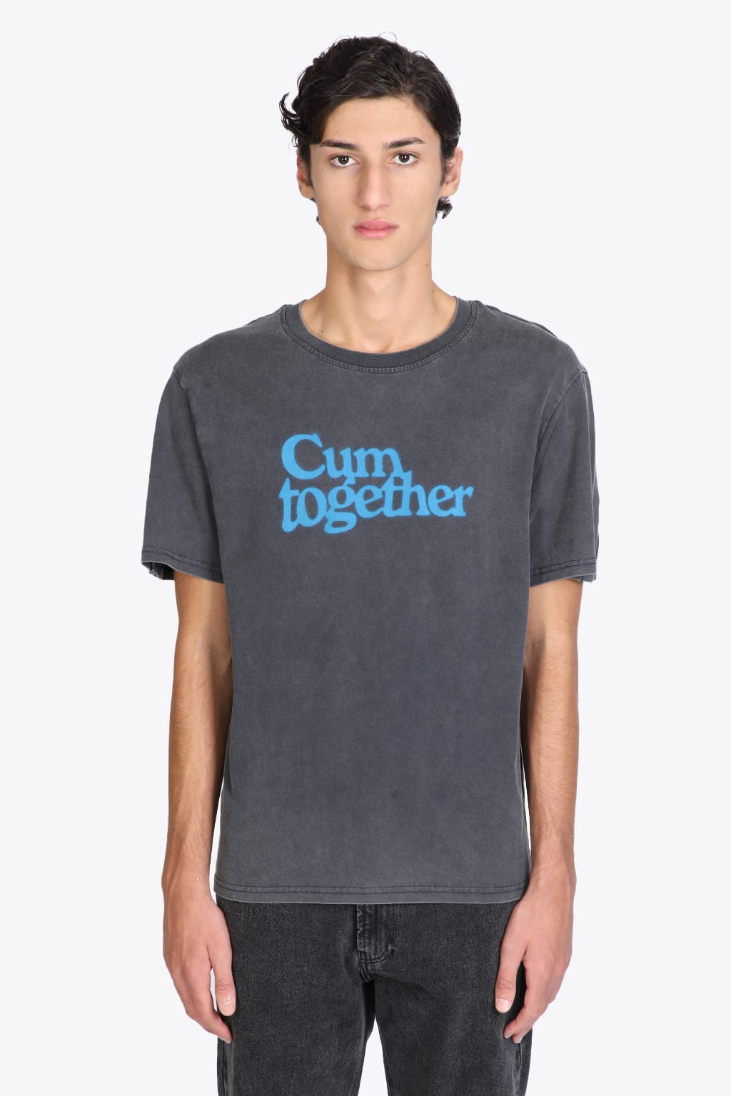 Carne Bollente Cum Togheter Washed balck t-shirt with open sleeves - Cum together