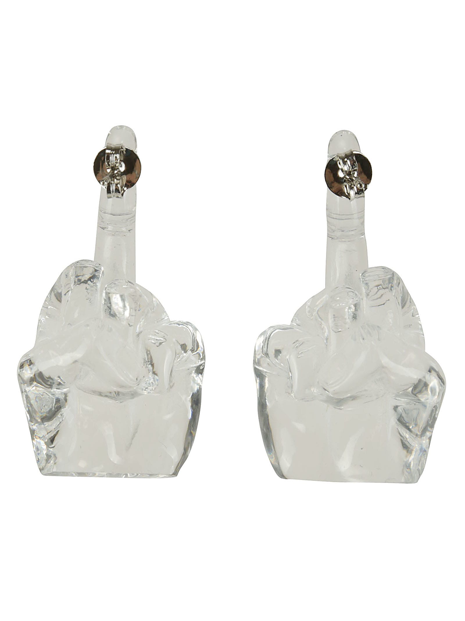Shop Y/project Midi Fuck You Pendant Earrings In Transparent