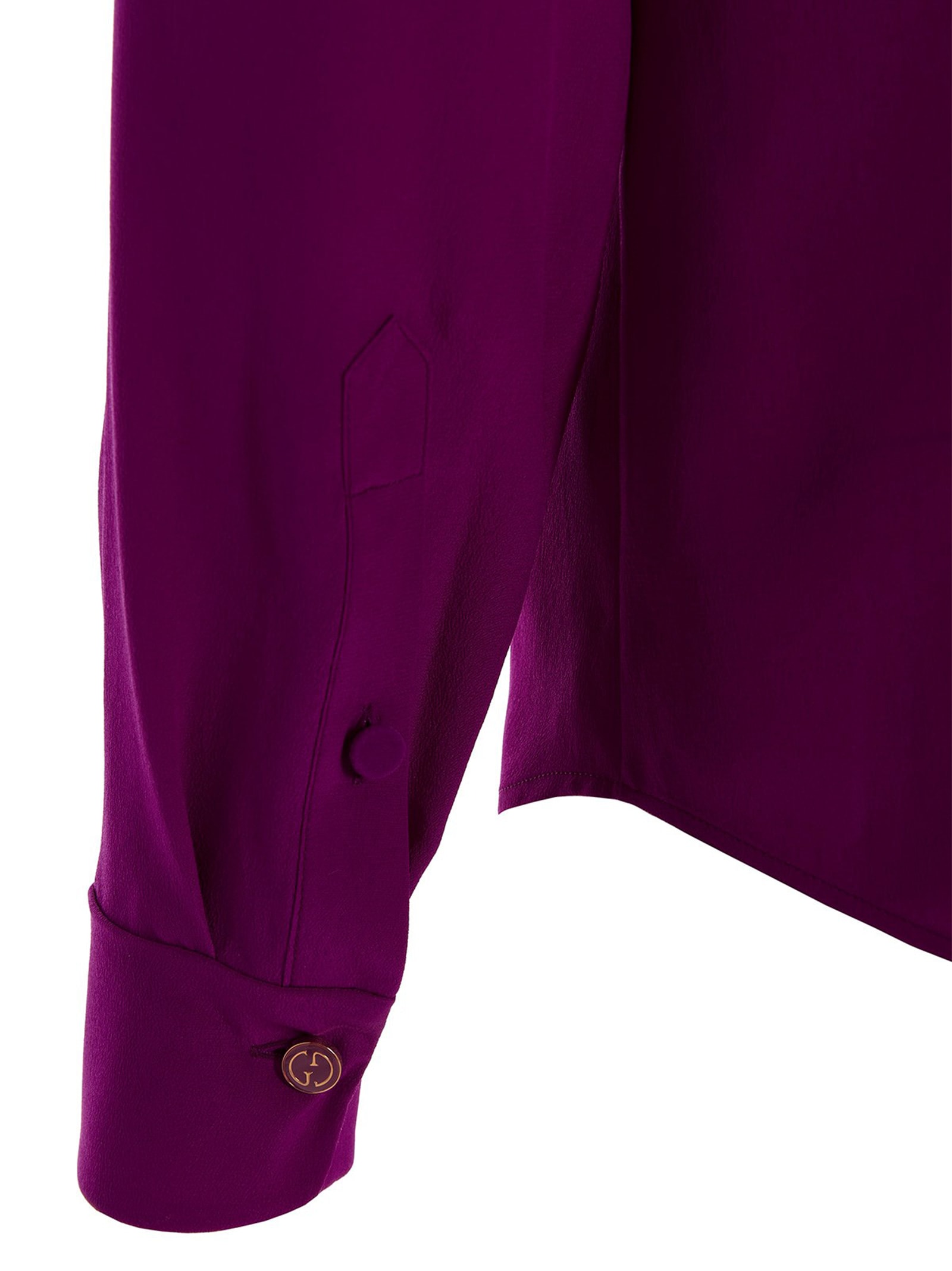 Gucci Silk Shirt With Buttoned High Neckline And Long Sleeves In Purple