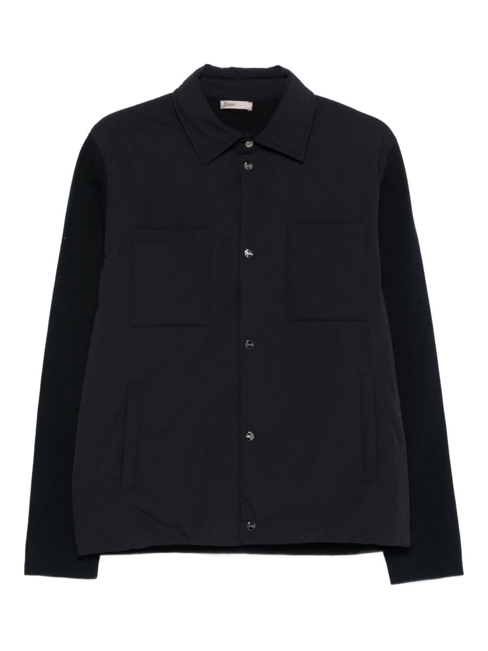 Herno Tailored Jacket With Chest Pockets And Long Sleeves In Blue