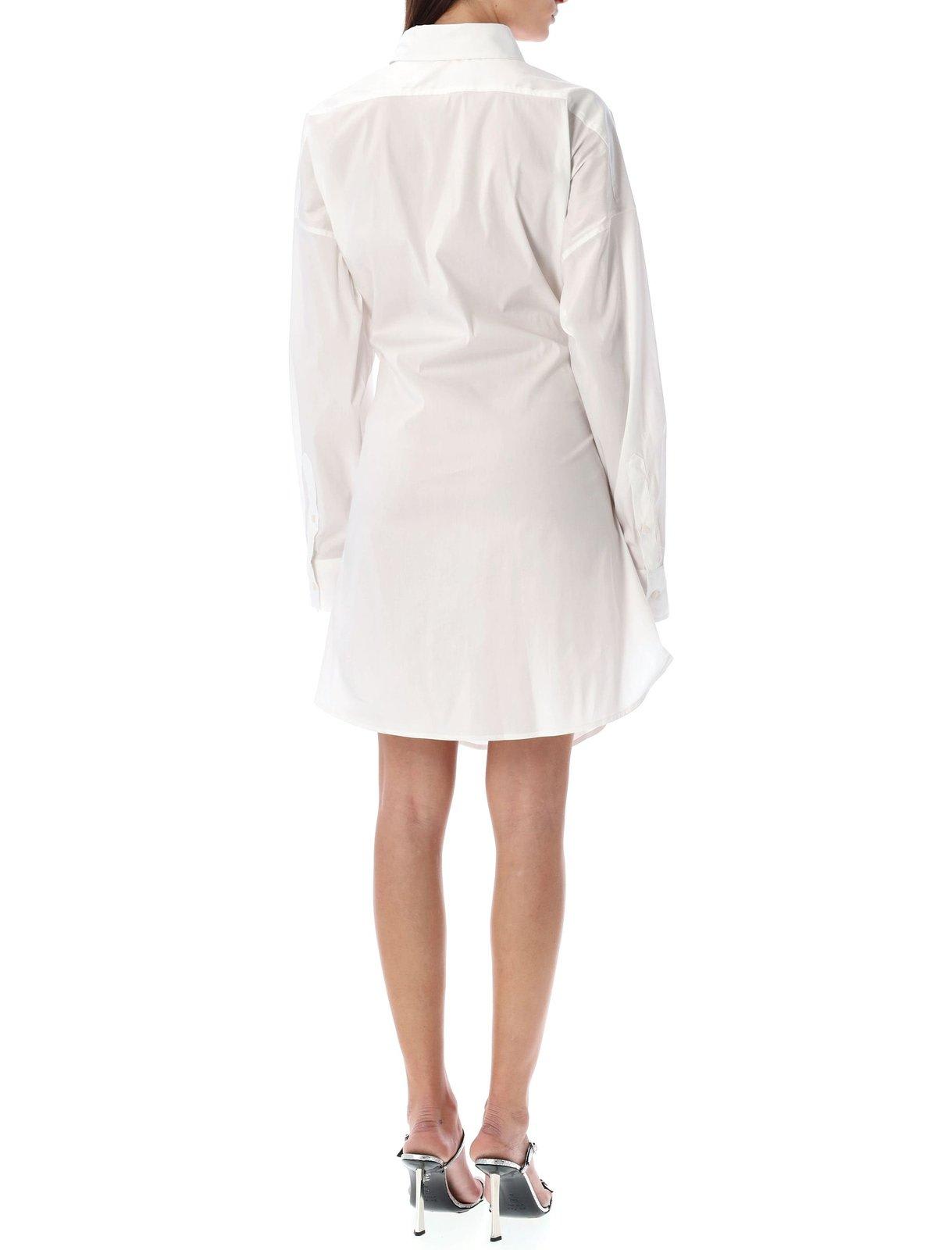 Shop Diesel D-sizen-n1 Poplin Shirt Dress In White