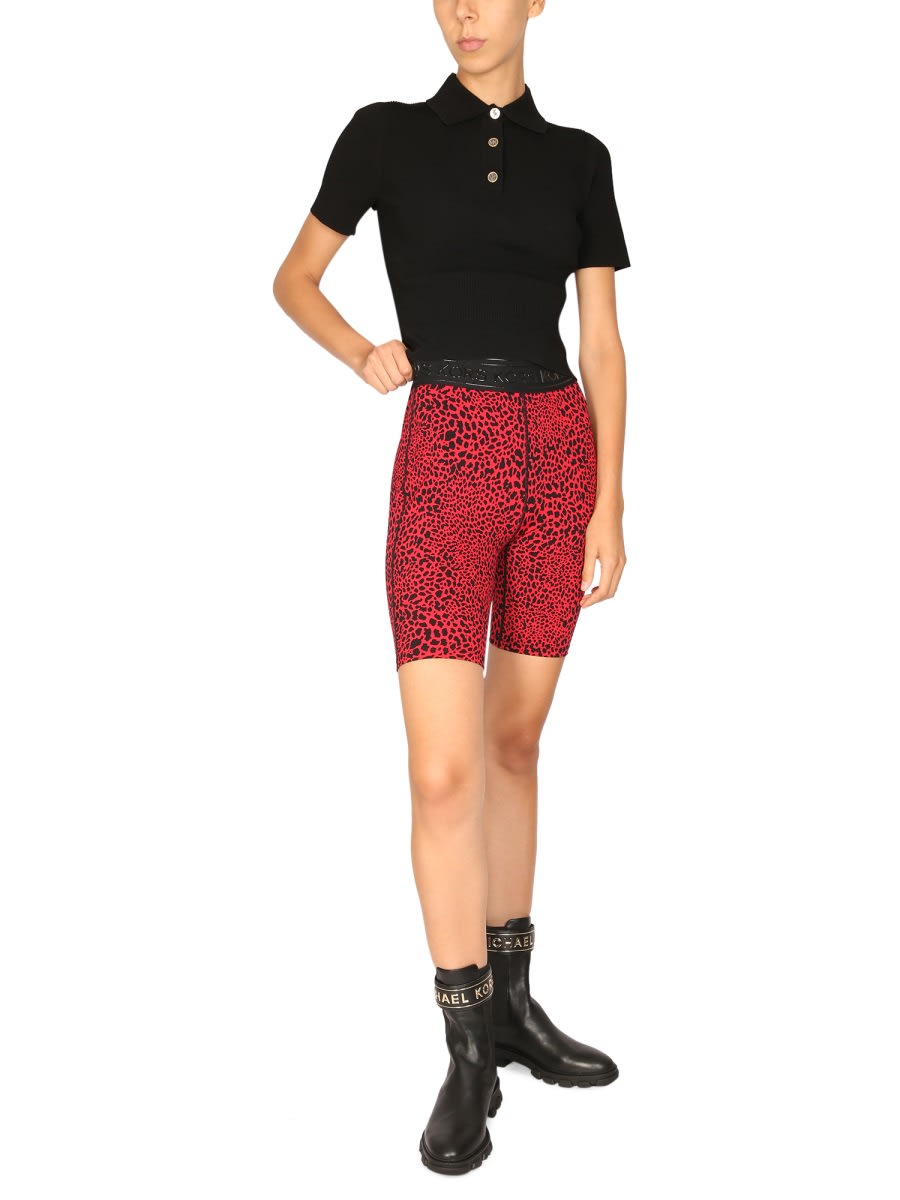 Shop Michael Kors Cyclist Bermuda Shorts With Elastic Band In Red