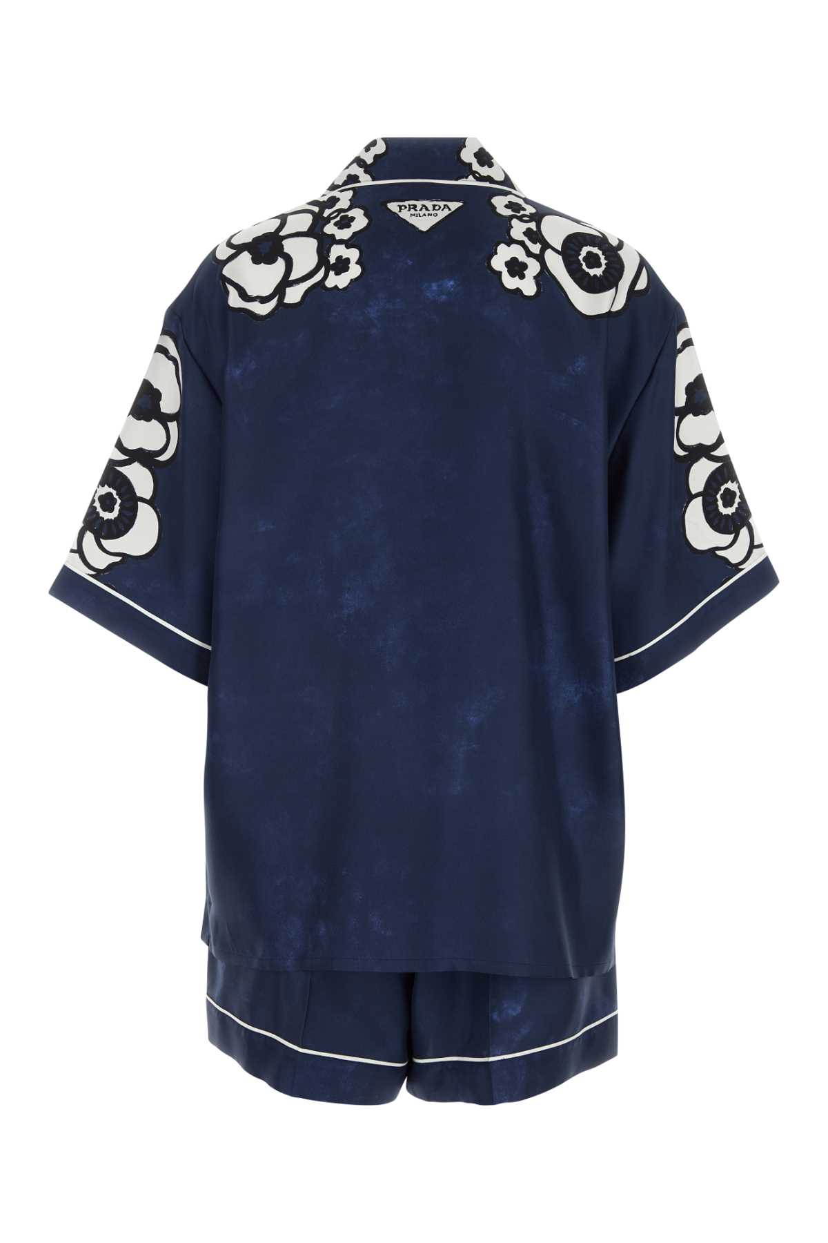 Prada Floral Notched Collar Lingerie In Blunaturale