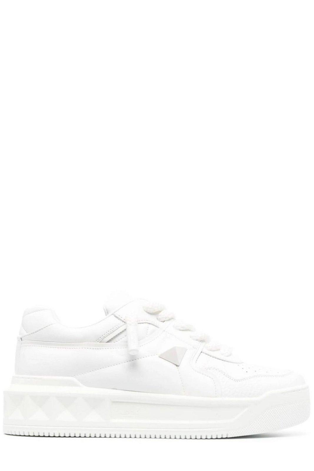 Shop Valentino Garavani One Stud Xl Lace-up Sneakers In Bianco