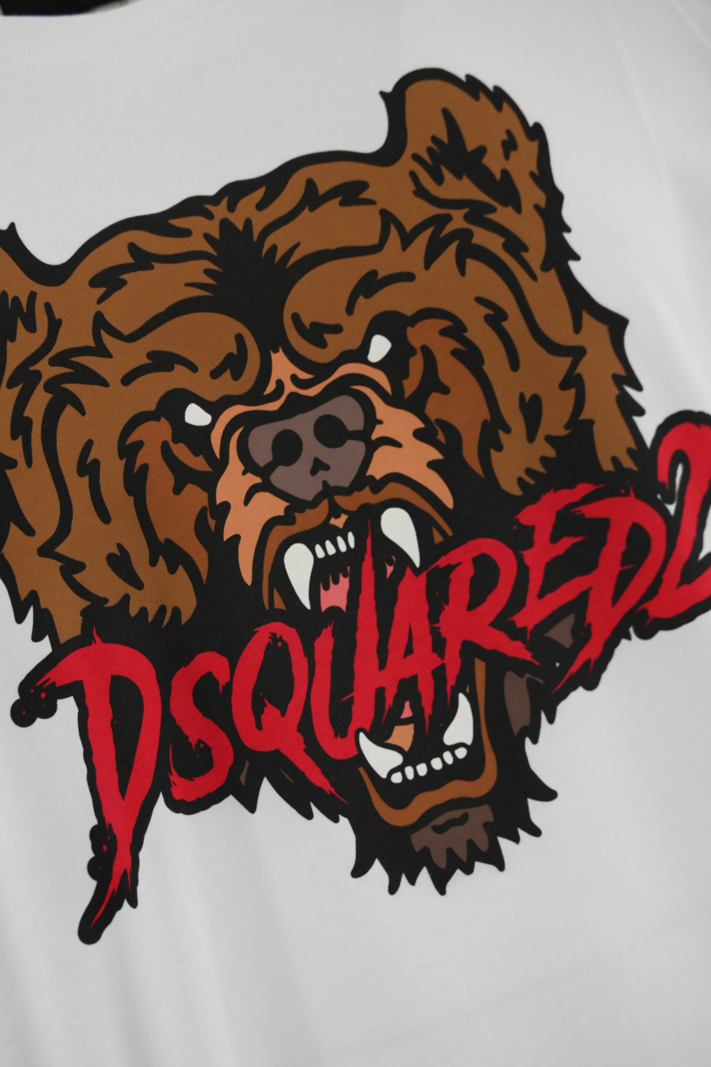 Shop Dsquared2 T-shirt With Bear Logo Print In Cotton In White