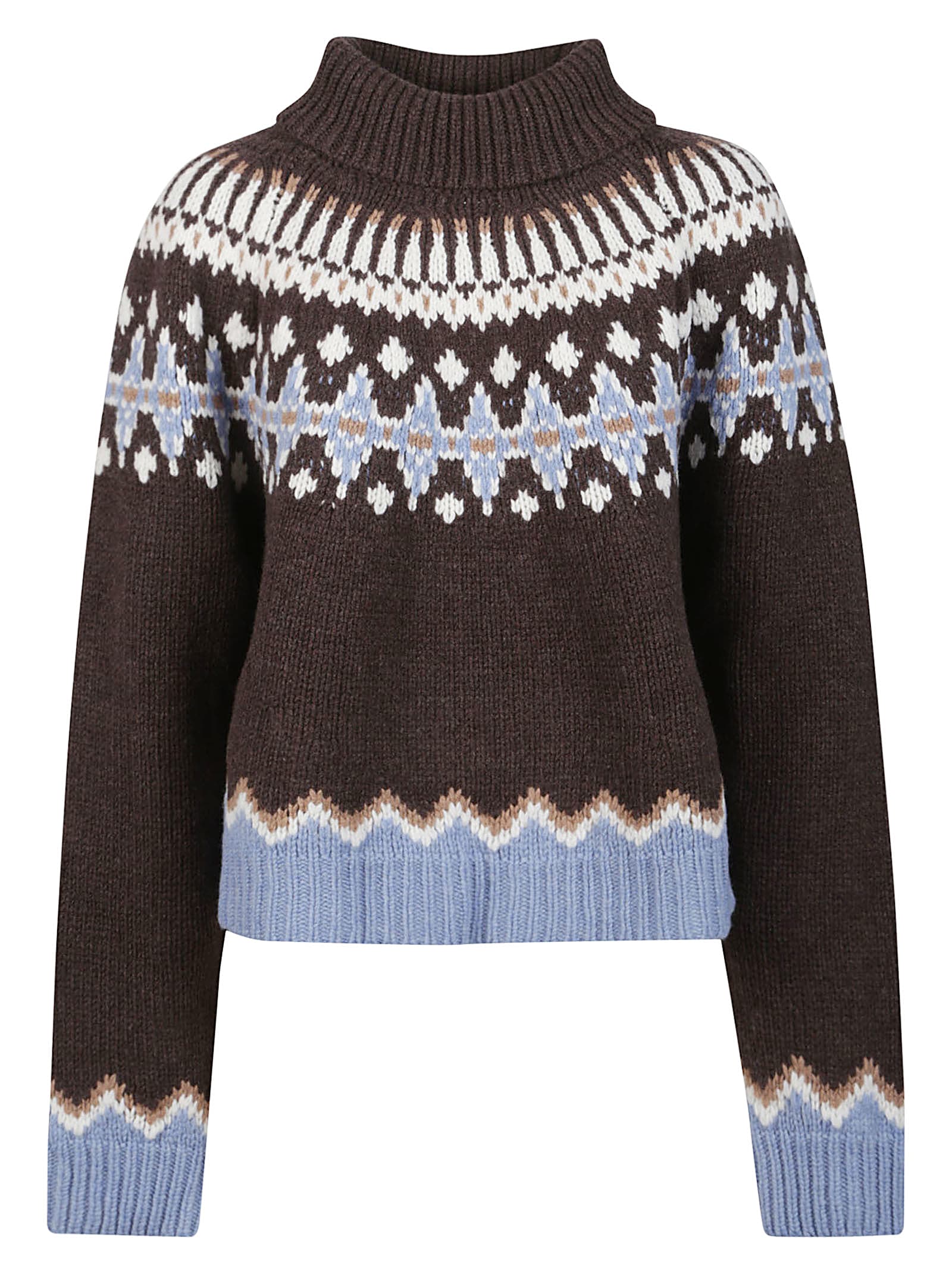 Shop Alanui Sweet Winter Turtle Neck Sweater In Coffee/multicolor