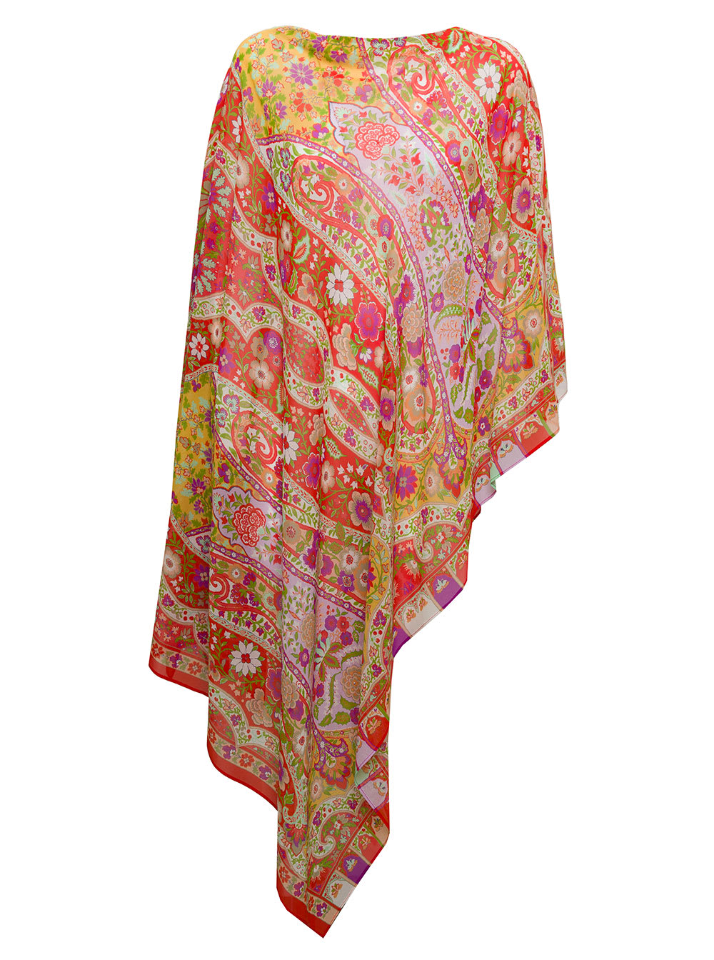 Etro Womans Multicolor Foulard Printed Silk Cape