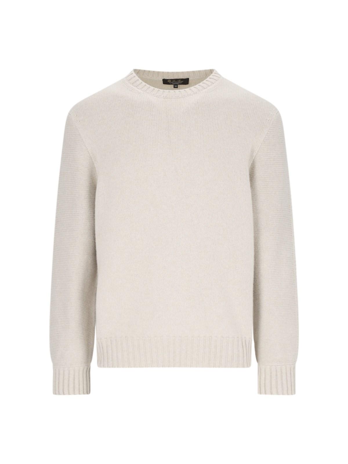 Shop Loro Piana Cashmere Crew Neck Sweater In Ivory Lace Mel Nutmeg See Mel