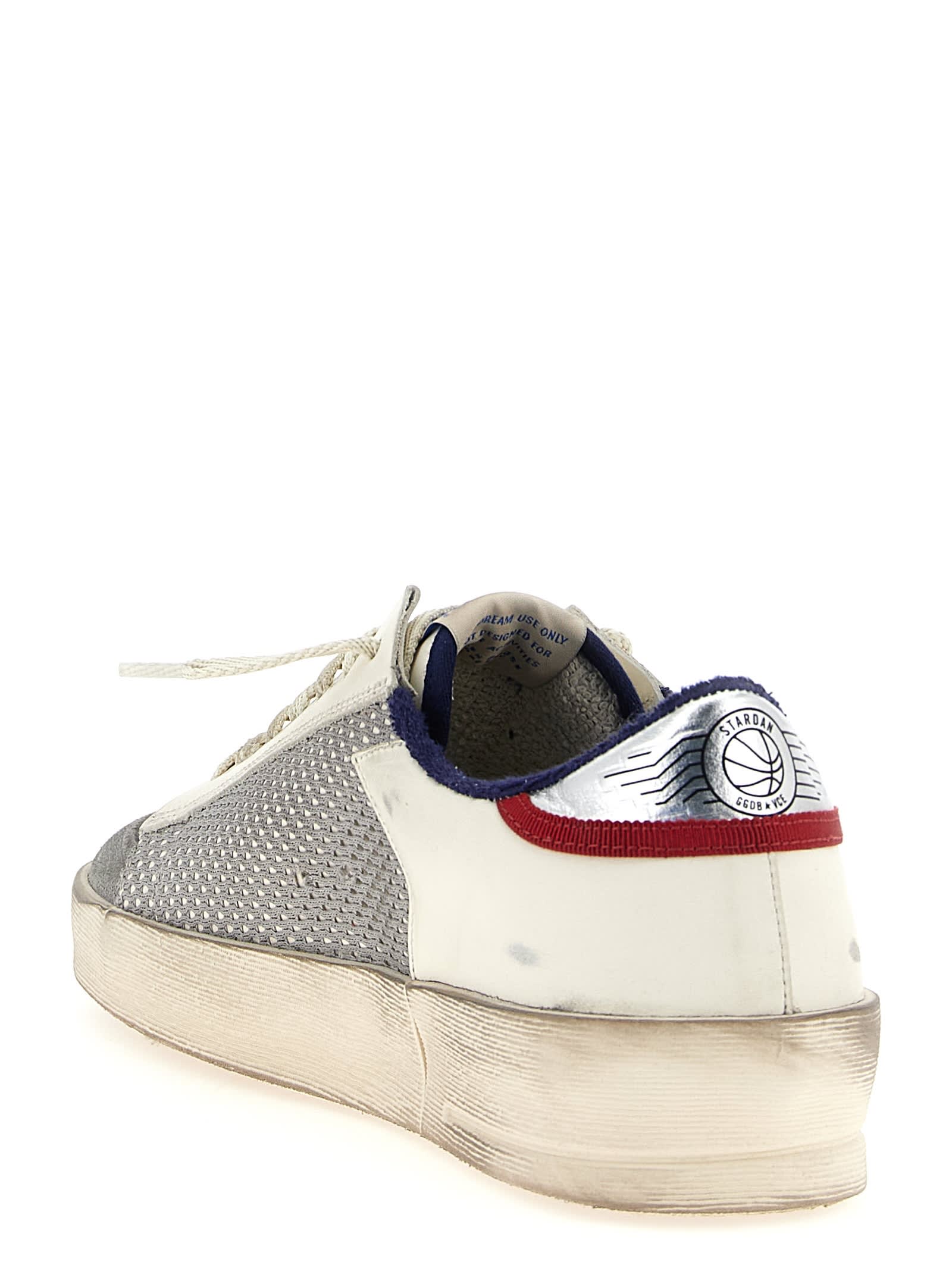 Golden Goose Stardan Mesh And Leather Sneakers White And Red