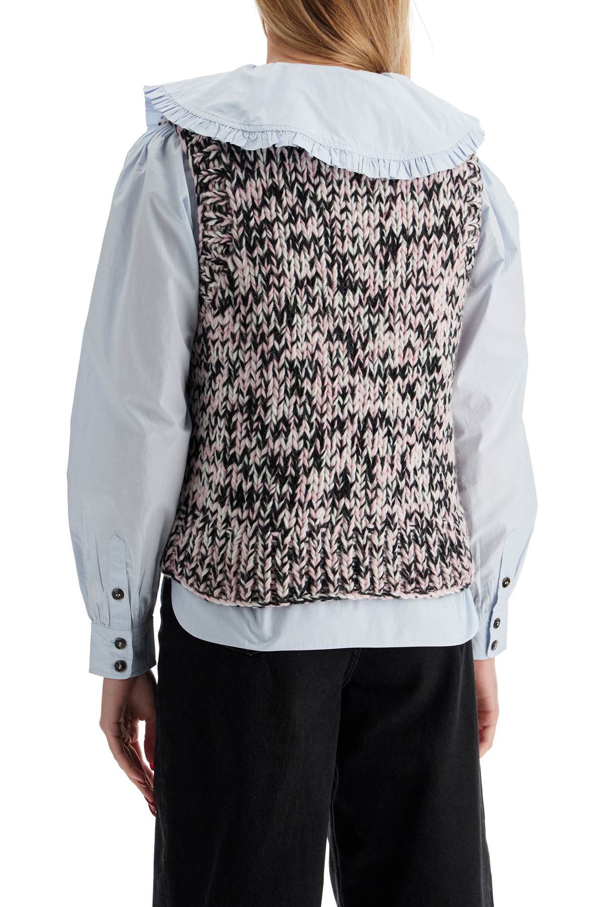 Ganni Woolen Vest With Inl In Chalk Pink (pink)