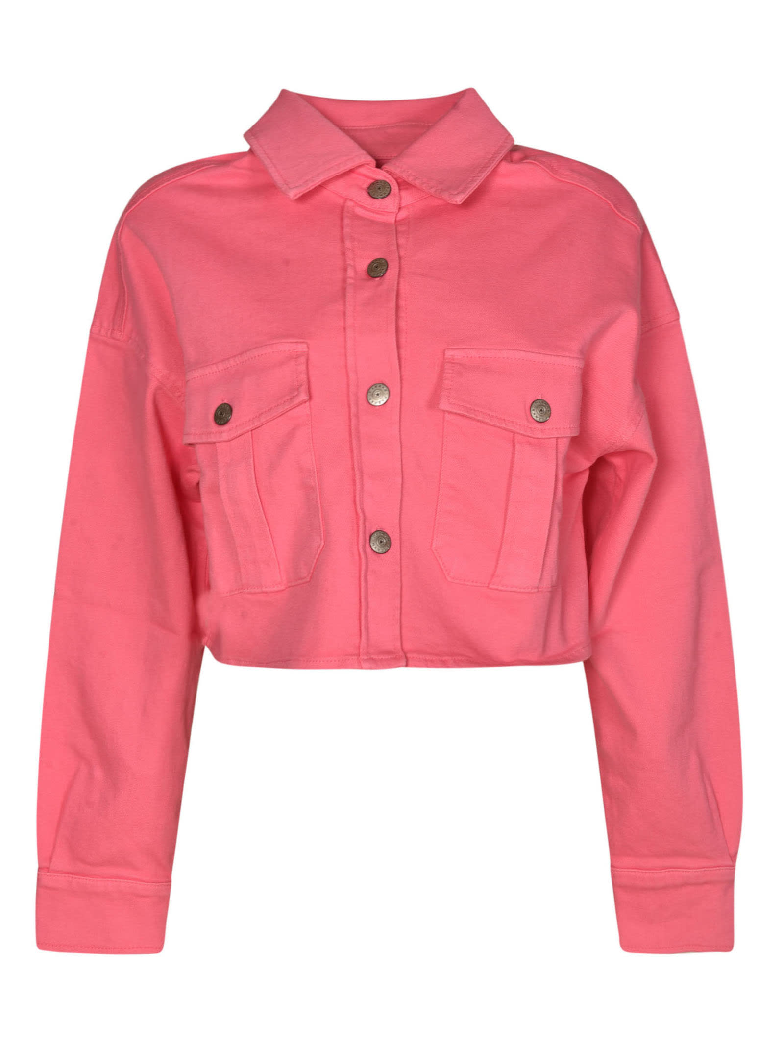P.a.r.o.s.h Cropped Denim Jacket In Pink