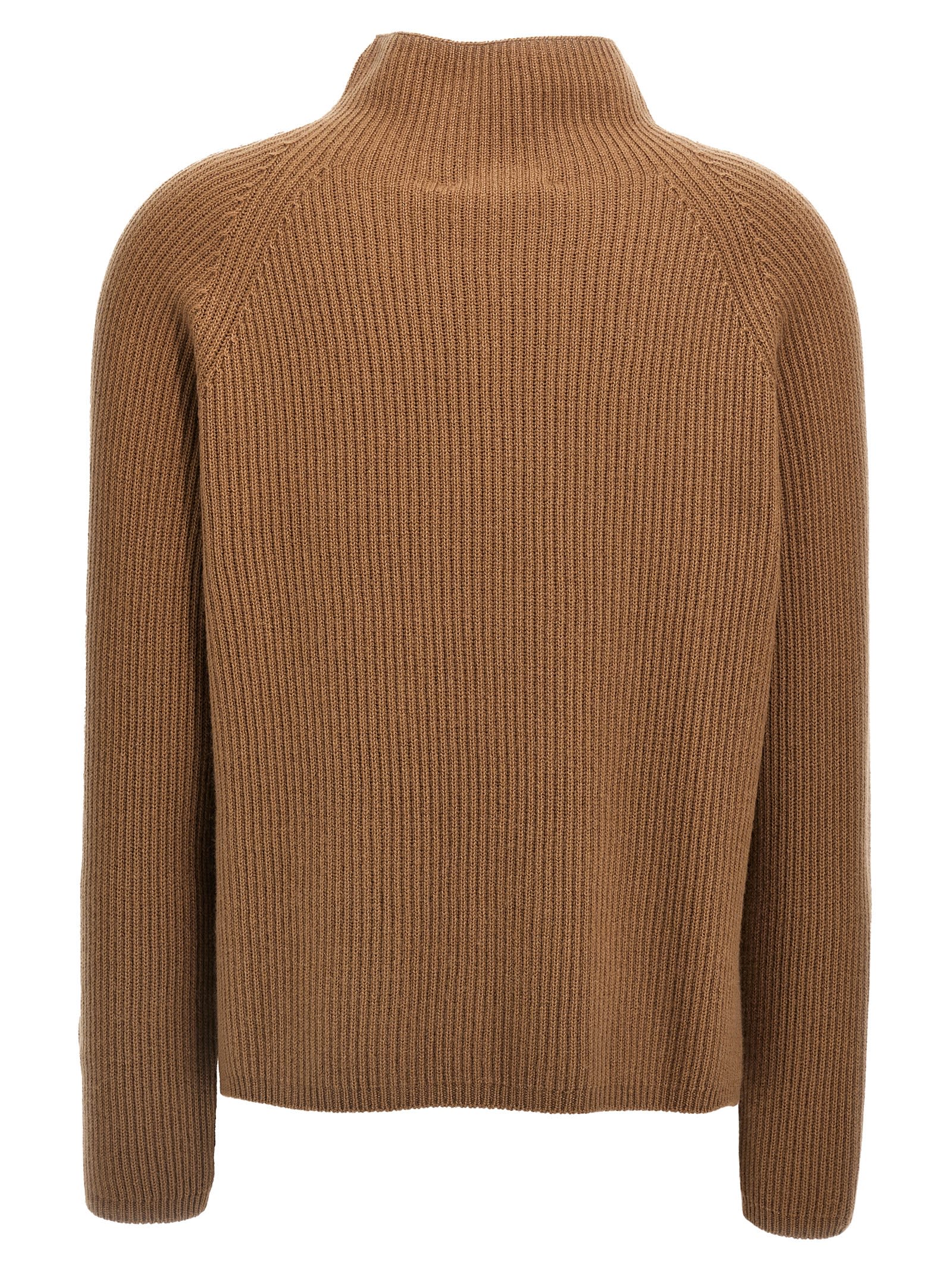 S Max Mara 'elica' Ribbed Knit High Neck Sweater In Brown