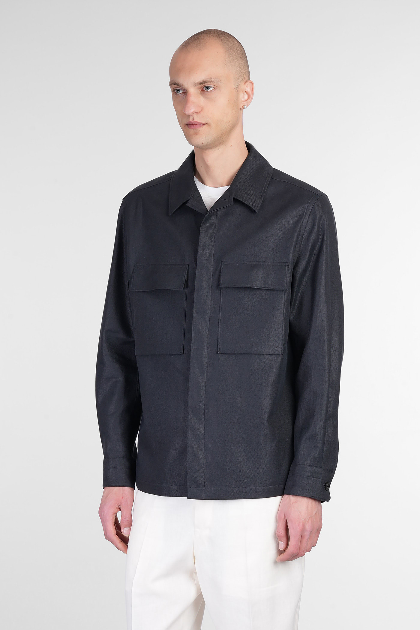 Shop Zegna Shirt In Black Linen