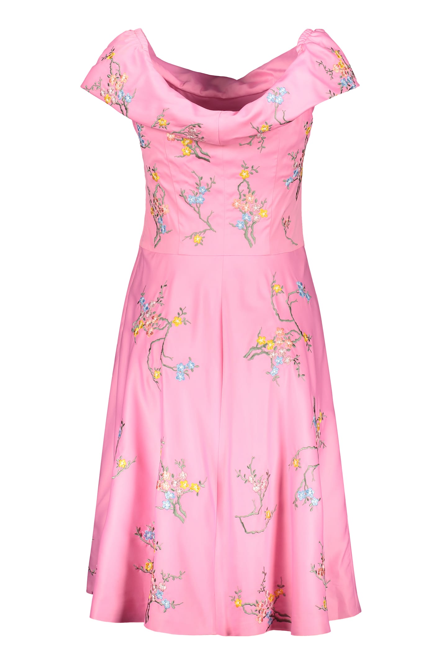 Moschino Dress With Floral Embroidery In Pink