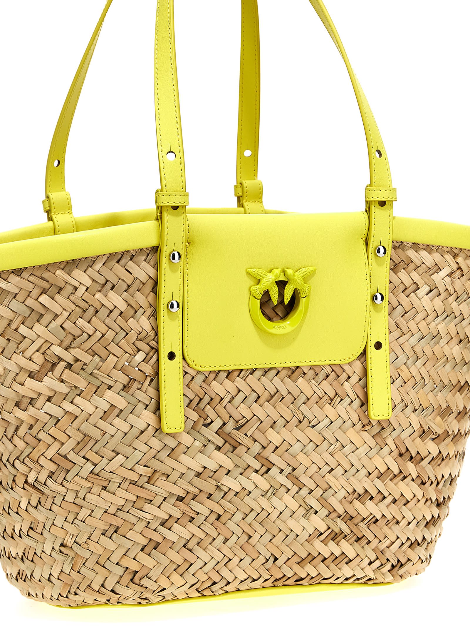 Shop Pinko Love Summer Bucket Bag In Yellow
