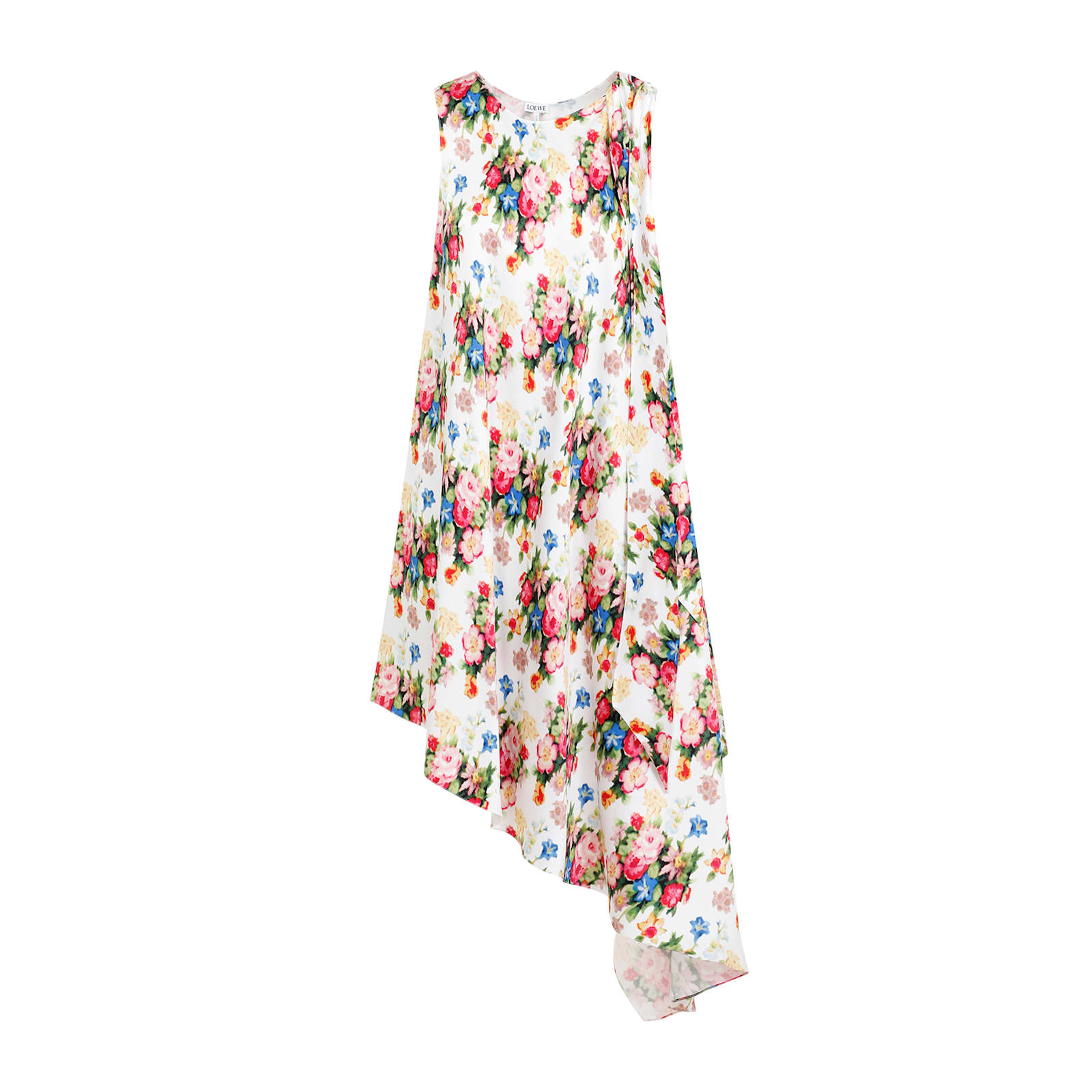 Shop Loewe Asymmetric Dress In Multicolor Soft Pink