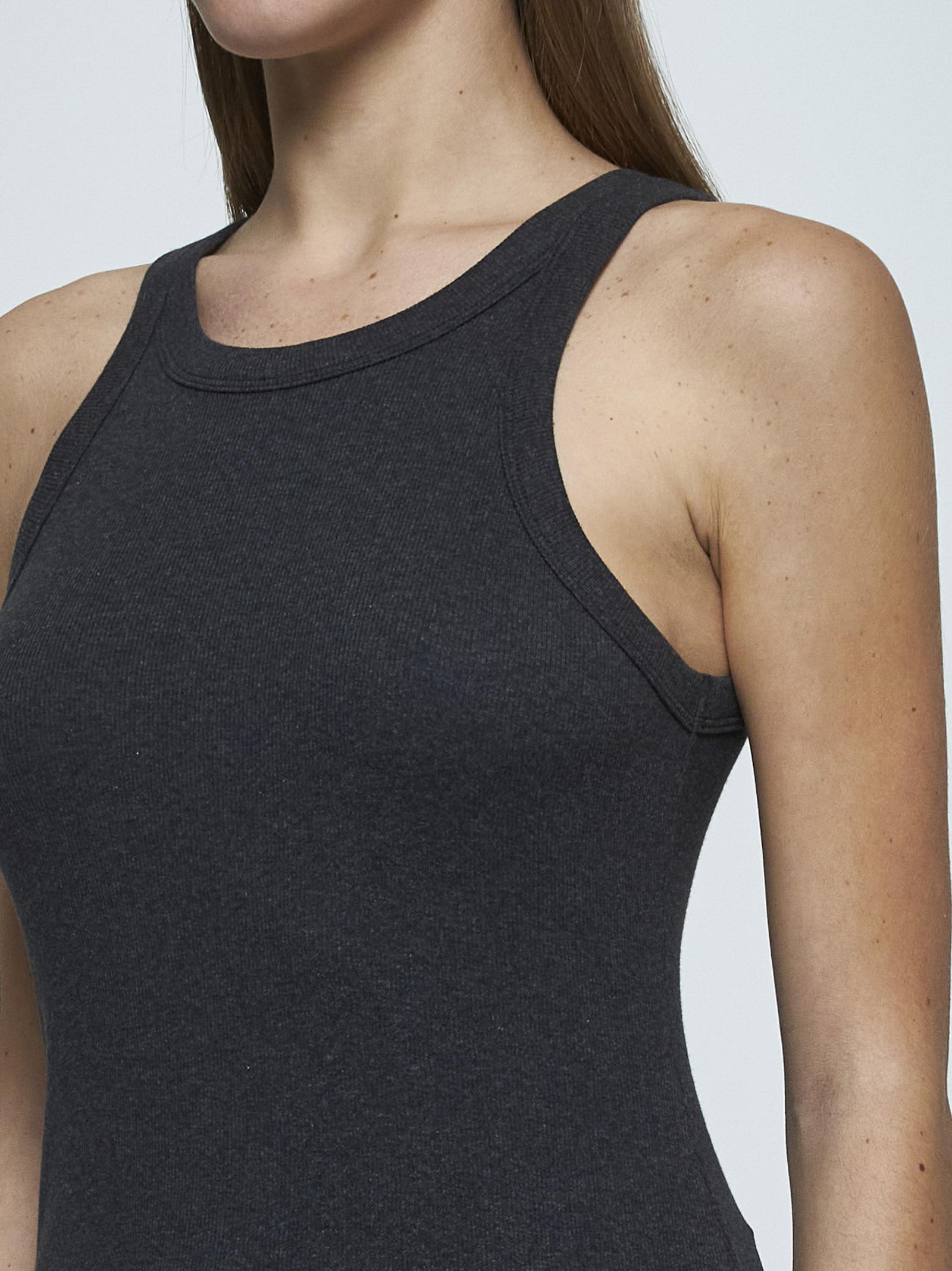 Totême Grey Ribbed Jersey Tank Top In Grey
