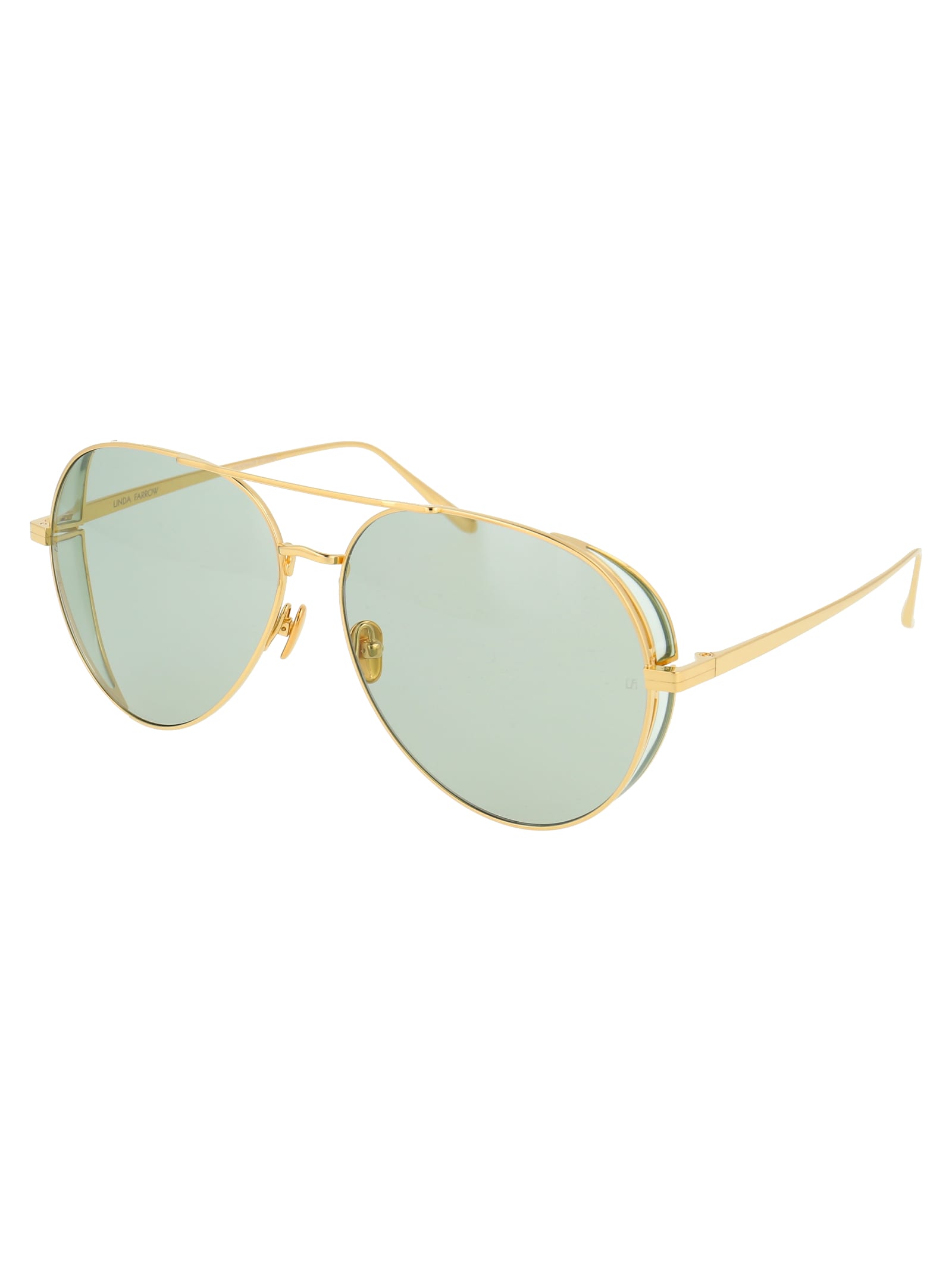 Shop Linda Farrow Ace Sunglasses In Yellowgold/green/green