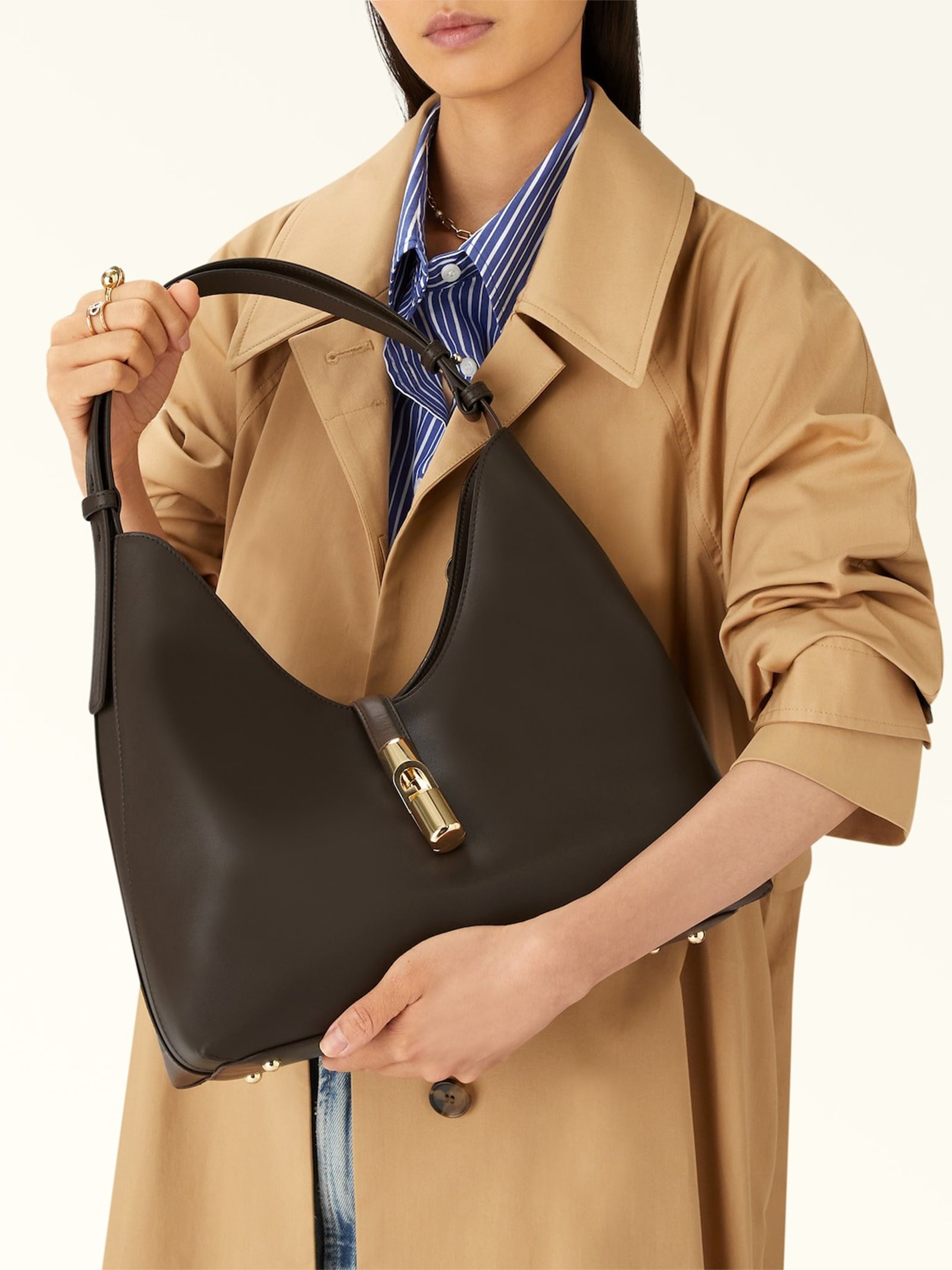 Furla Strap Lock Shoulder Bag In Brown