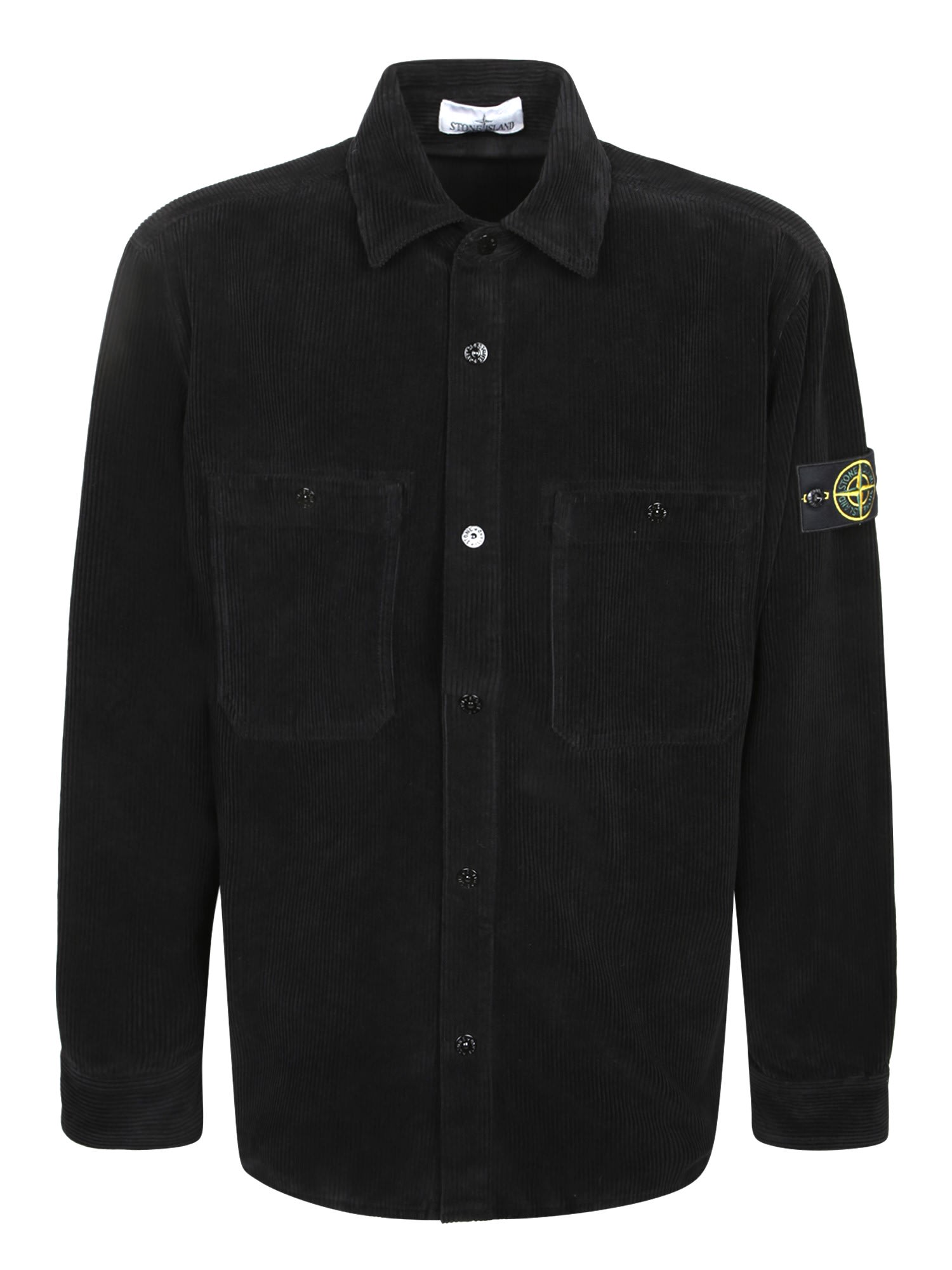 Stone Island Corduroy Overshirt In Black In Black