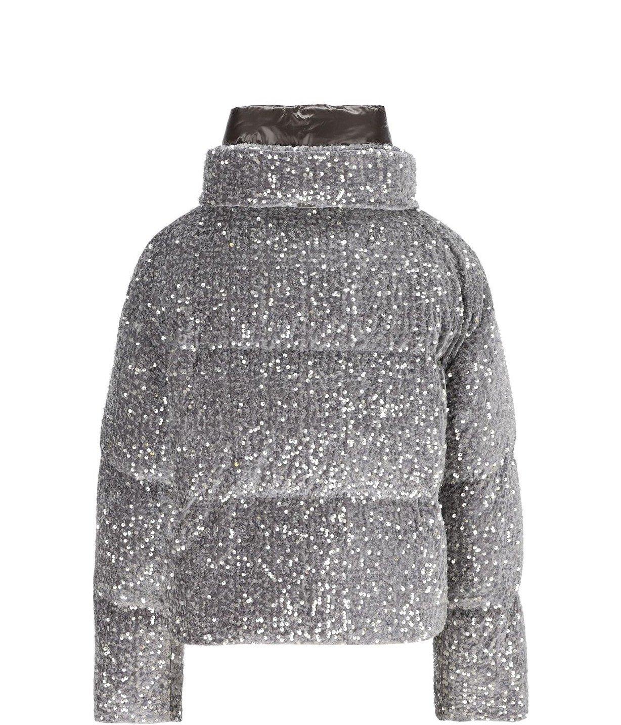 HERNO SEQUIN EMBELLISHED COAT 