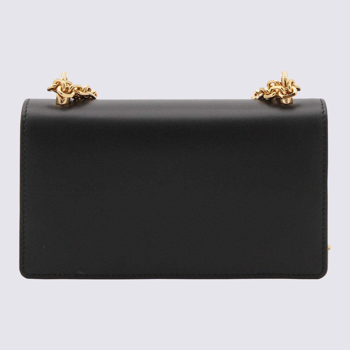 DOLCE & GABBANA BLACK LEATHER DG SHOULDER BAG