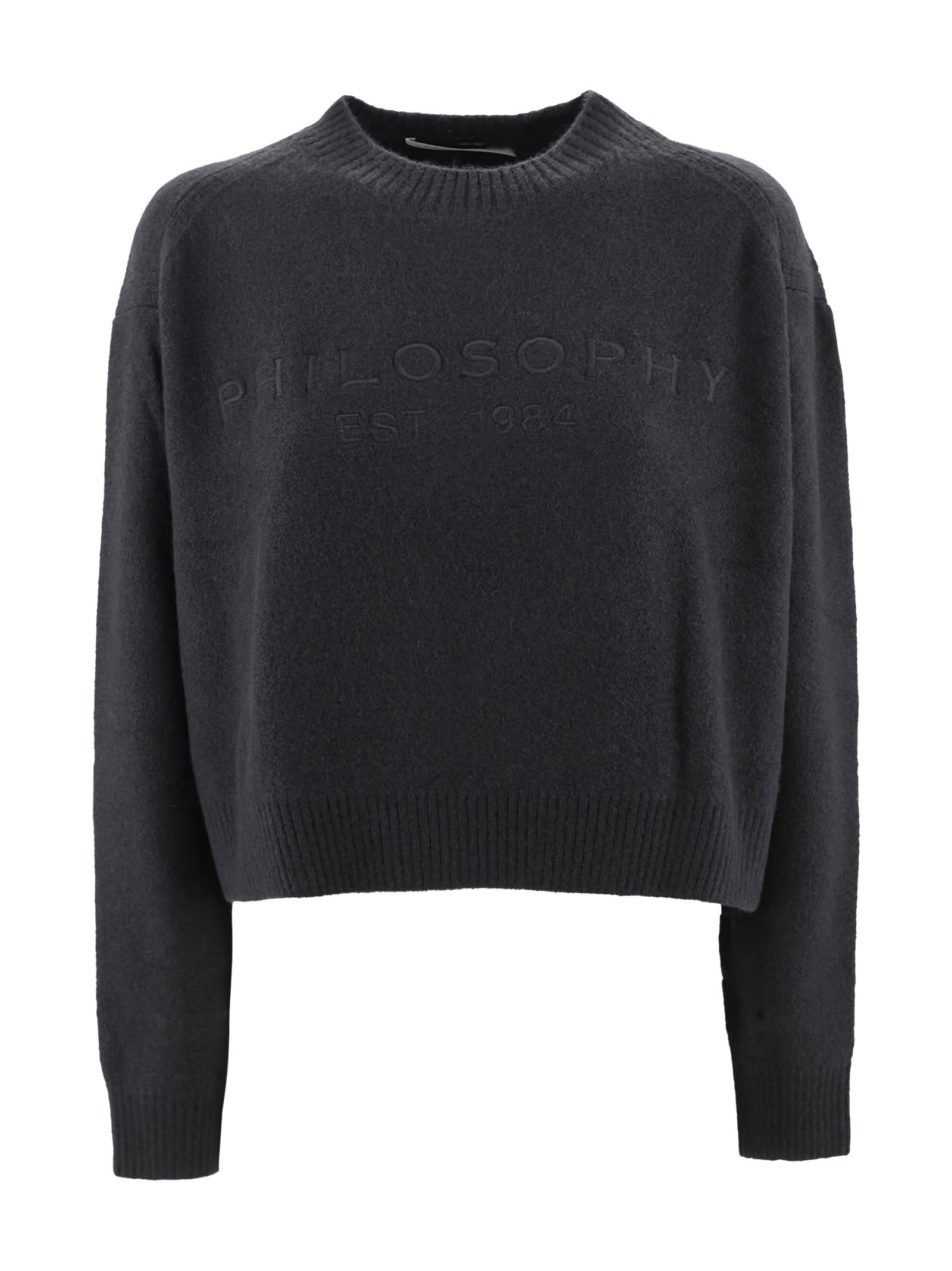 Shop Philosophy Di Lorenzo Serafini Logo-embroidered Cropped Jumper In Black