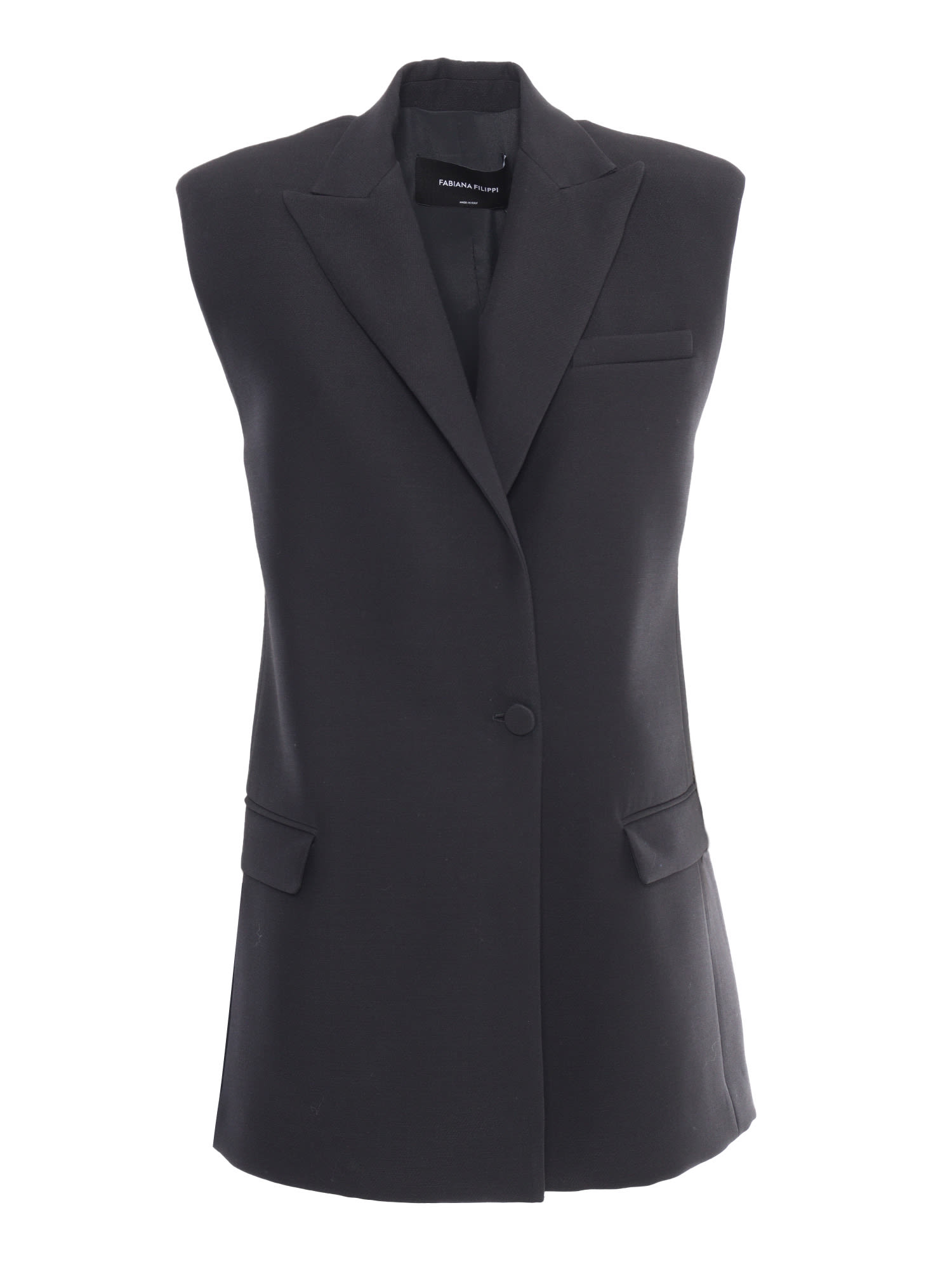 Shop Fabiana Filippi Blue Vest In Black