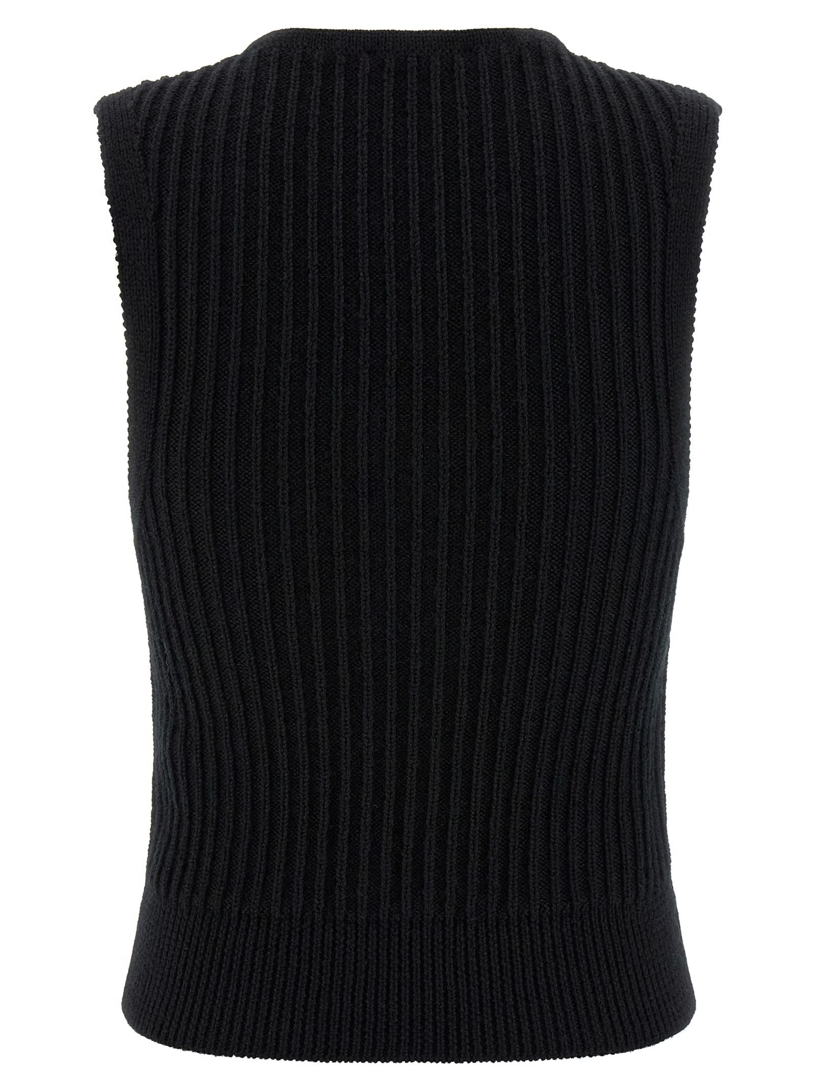 Isabel Marant Sleeveless Ribbed Texture Vest Named Devima In Black