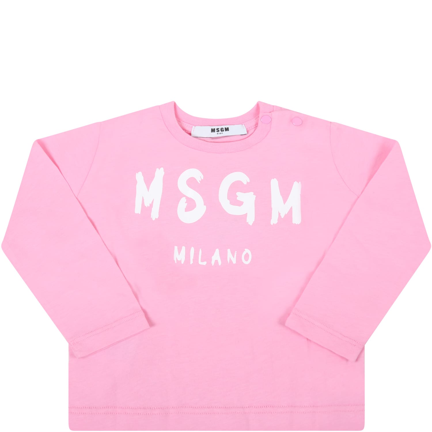 MSGM Pink T-shirt For Baby Girl With Logo
