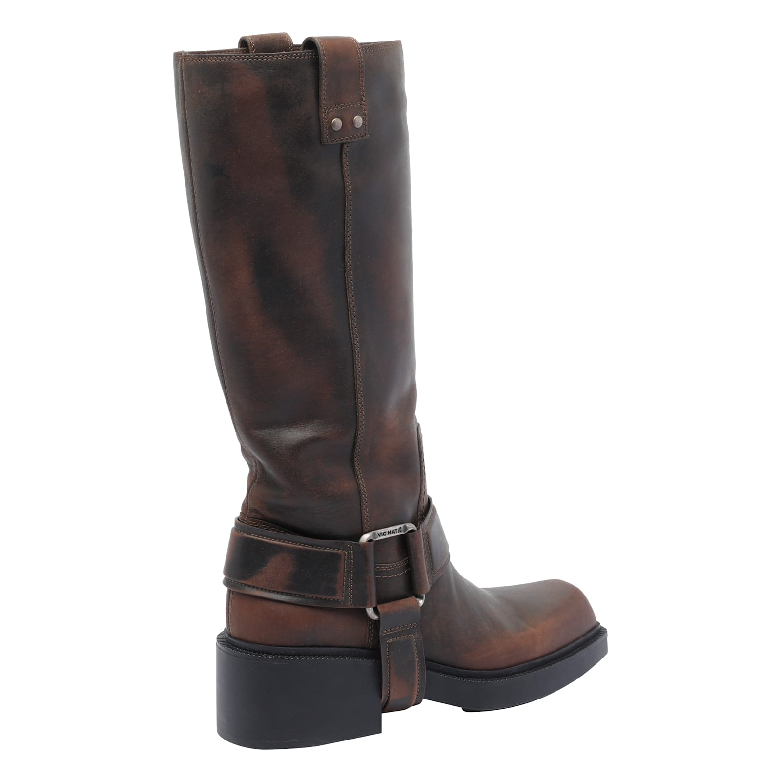 Vic Matie Saddle Calf-length Boots In Brown