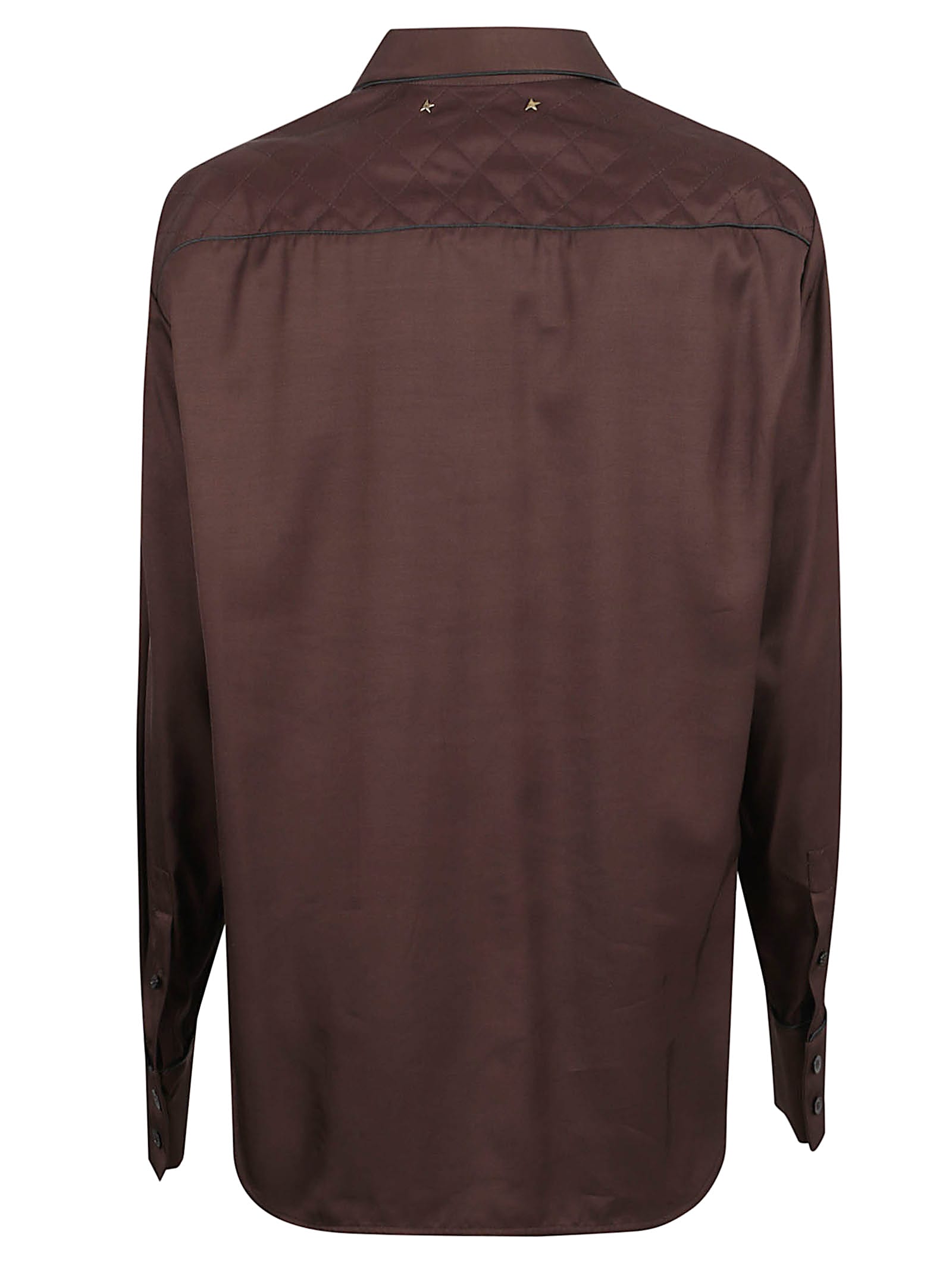 Golden Goose Viscose Shirt With Quilted Details In Brown