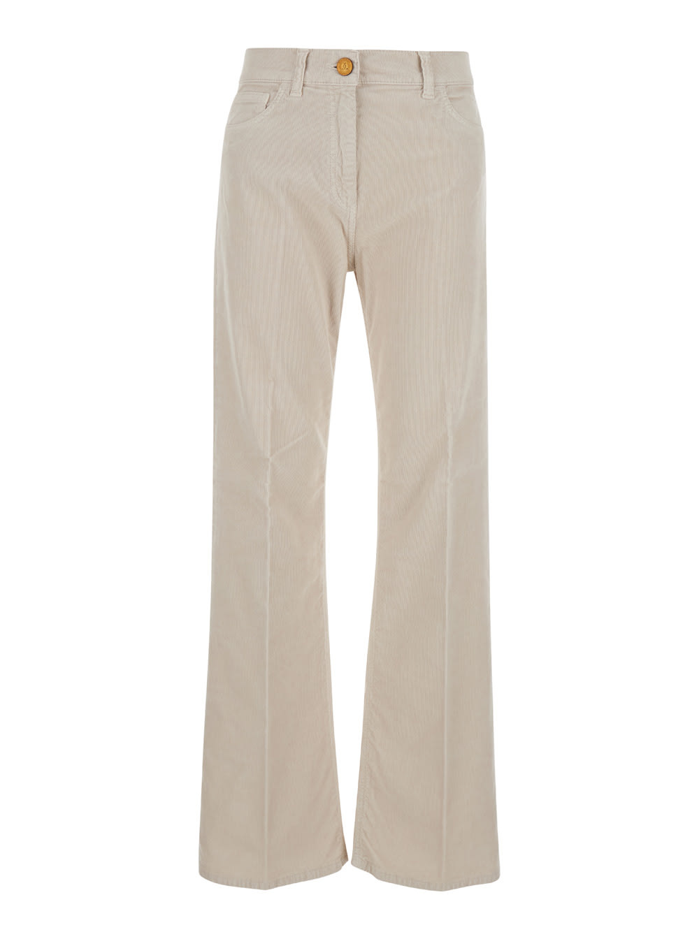 White Five-pocket Jeans In Courduroy Woman