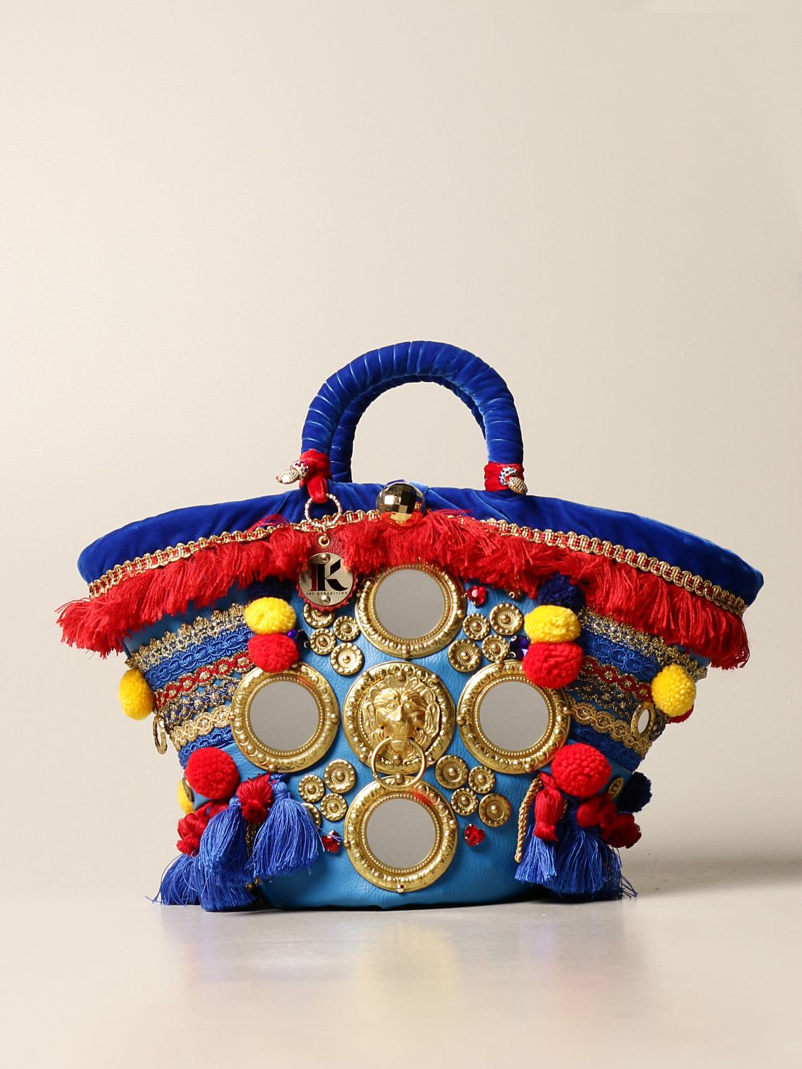 Sikuly Handbag Catania Sikuly Coffa Bag With Multi Embroidery And Applications