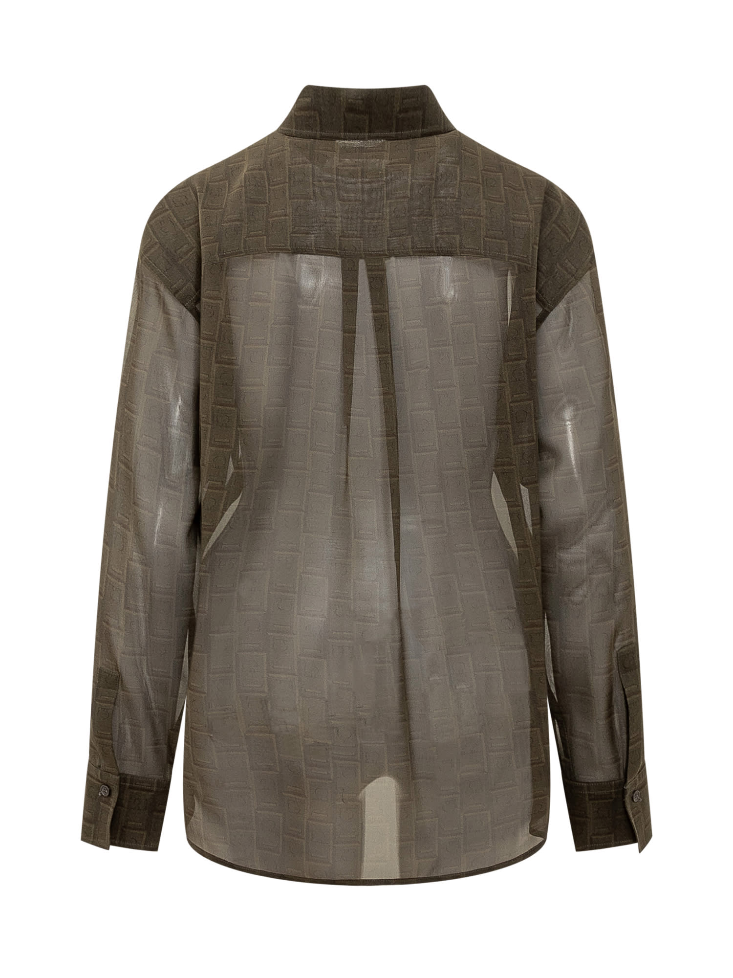 FERRAGAMO MONOGRAMMED SEMI-SHEER SHIRT 