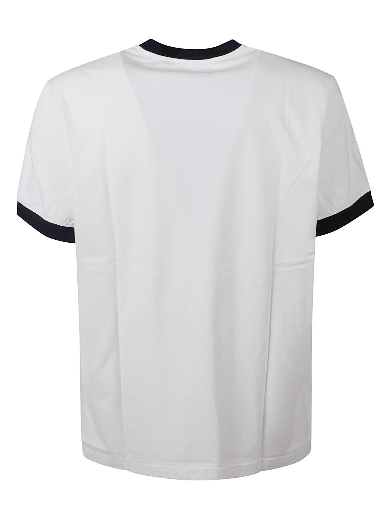 Shop Golden Goose Knitted Rib Regular T-shirt In Heritage White/dark Blue
