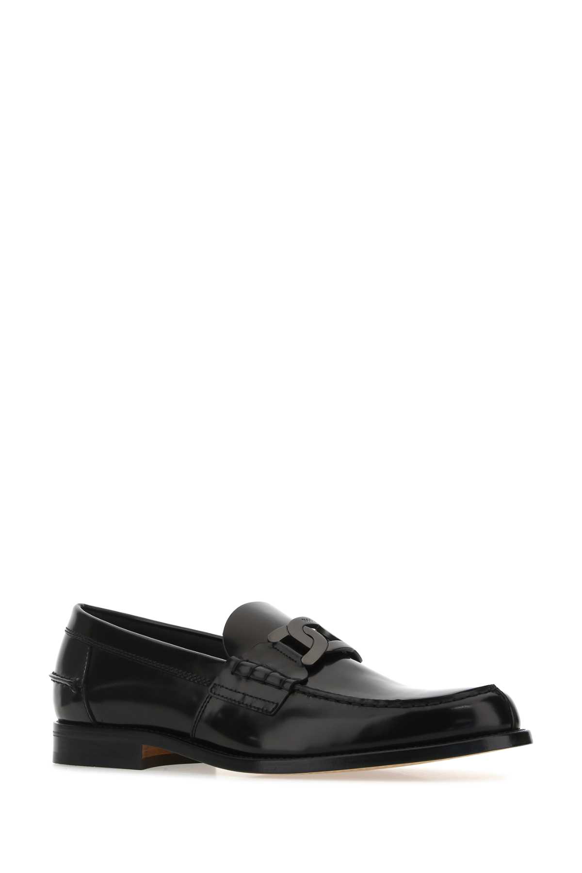 Tod's Black Leather Loafers In B999