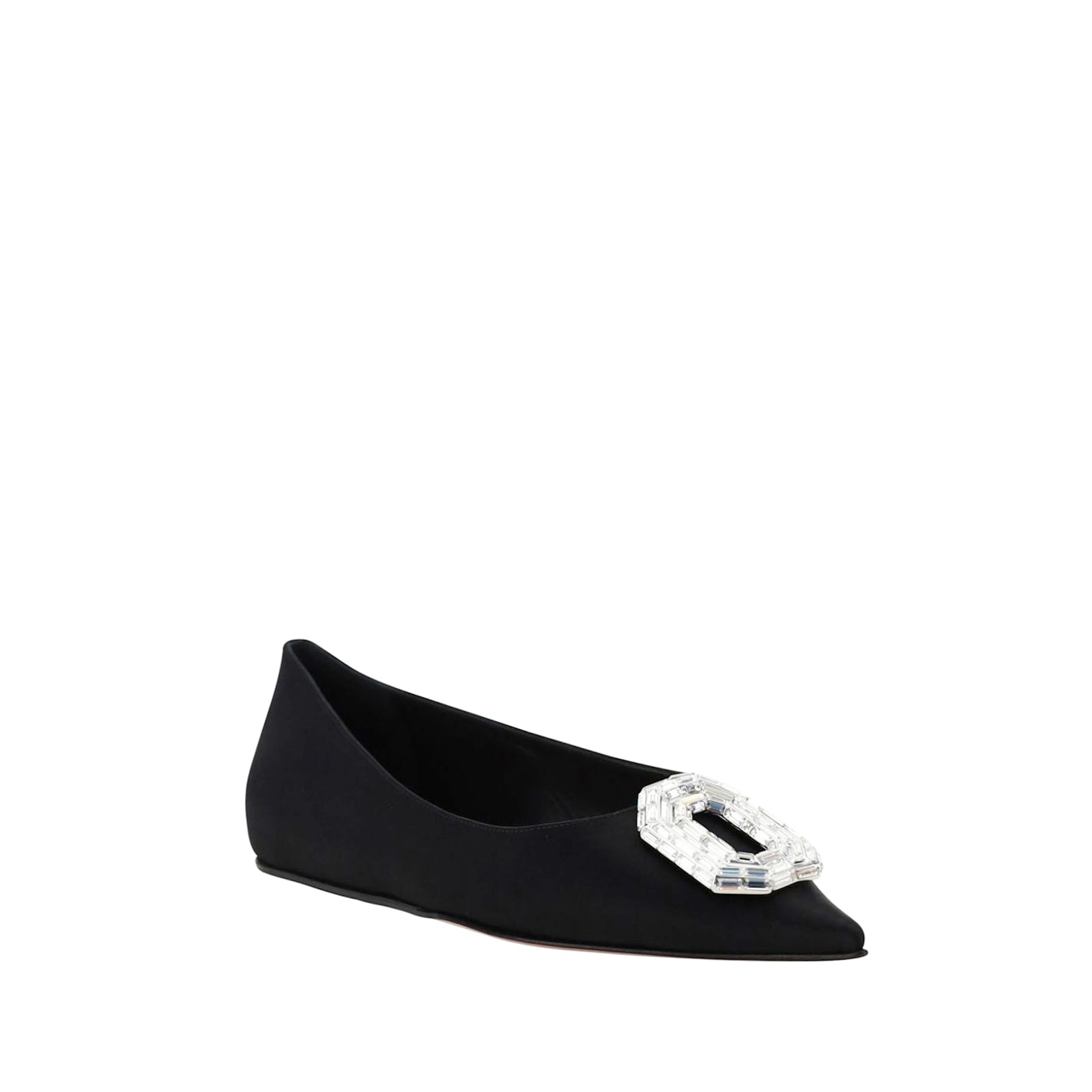 Shop Amina Muaddi Camellia Ballerina Flats In Black