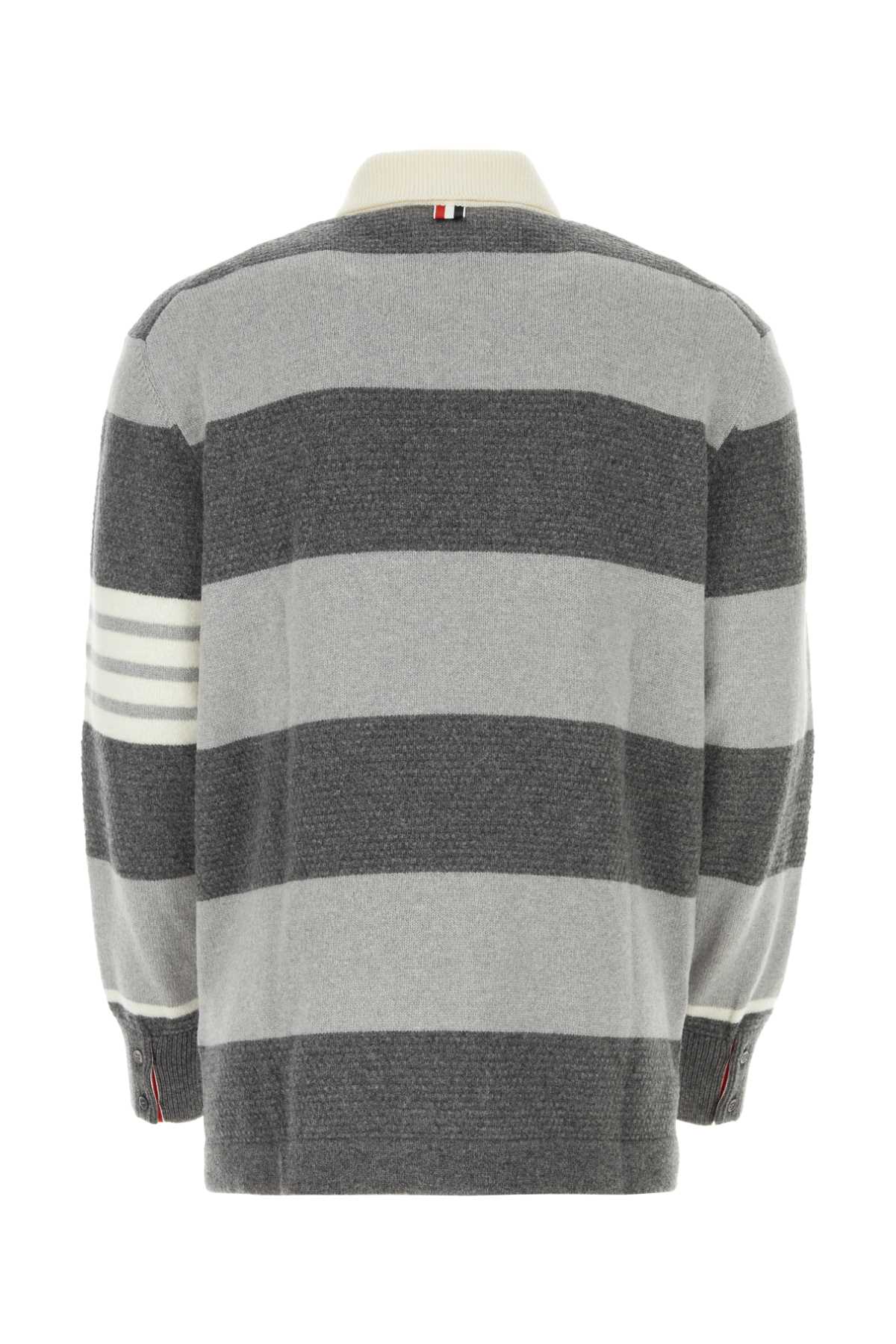 Shop Thom Browne Bicolor Wool Sweater In Tonalgrey
