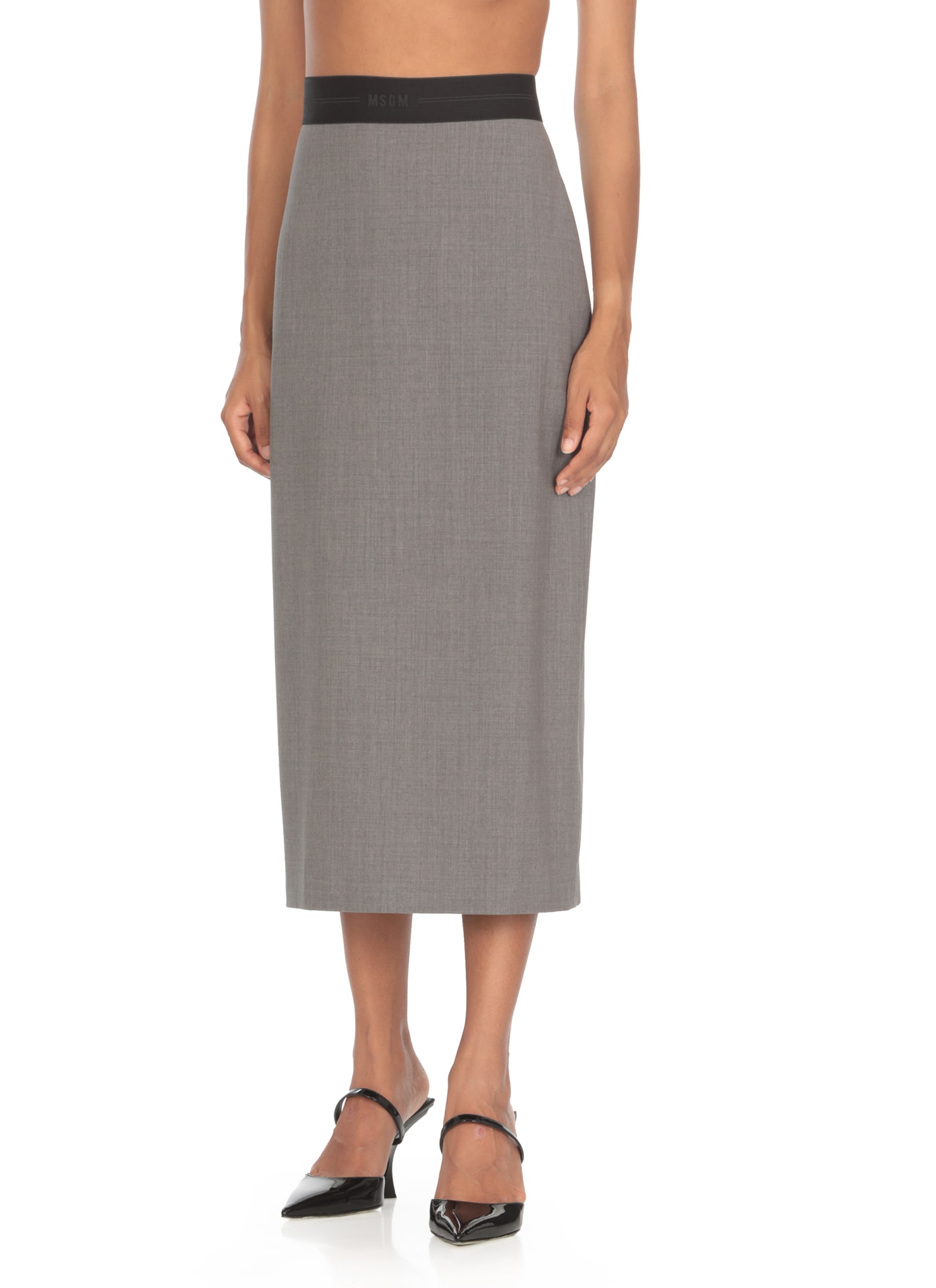 Shop Msgm Virgin Wool Skirt In Grey